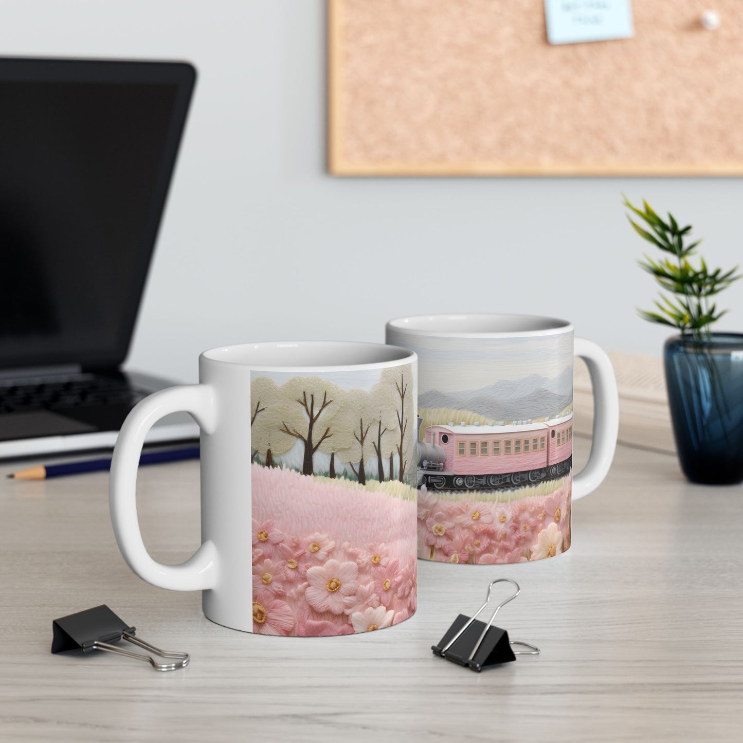 Pink Train Ceramic Mug, (11oz, 15oz)