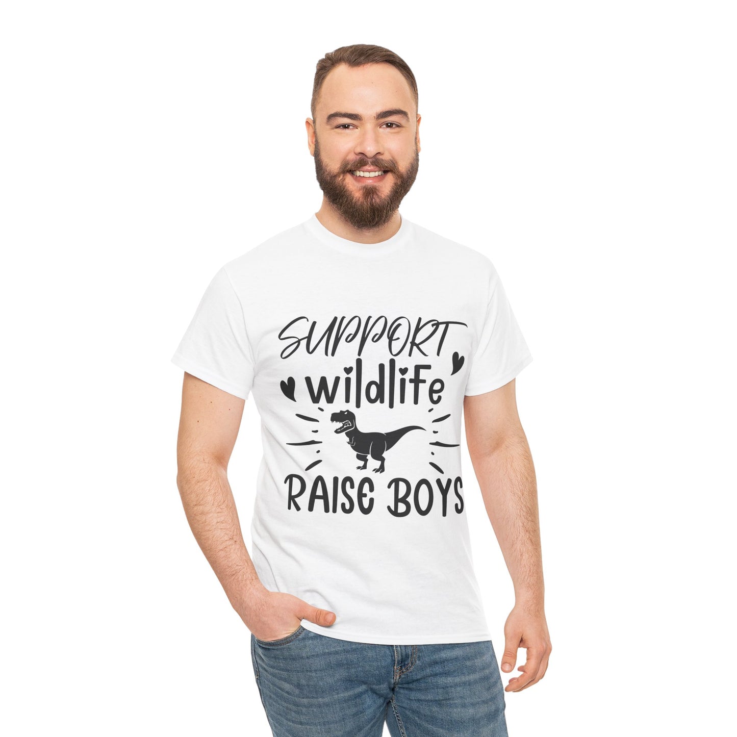 Support Wildlife Raise Boys Unisex Heavy Cotton Tee