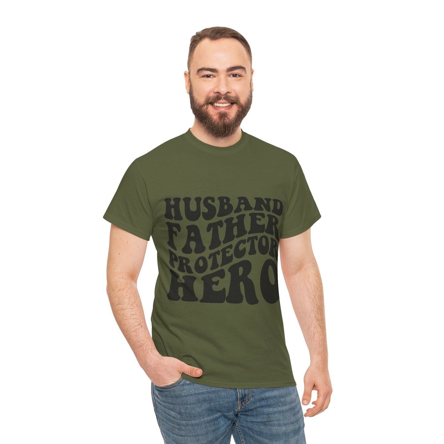 Husband Father Protector Hero Unisex Heavy Cotton Tee