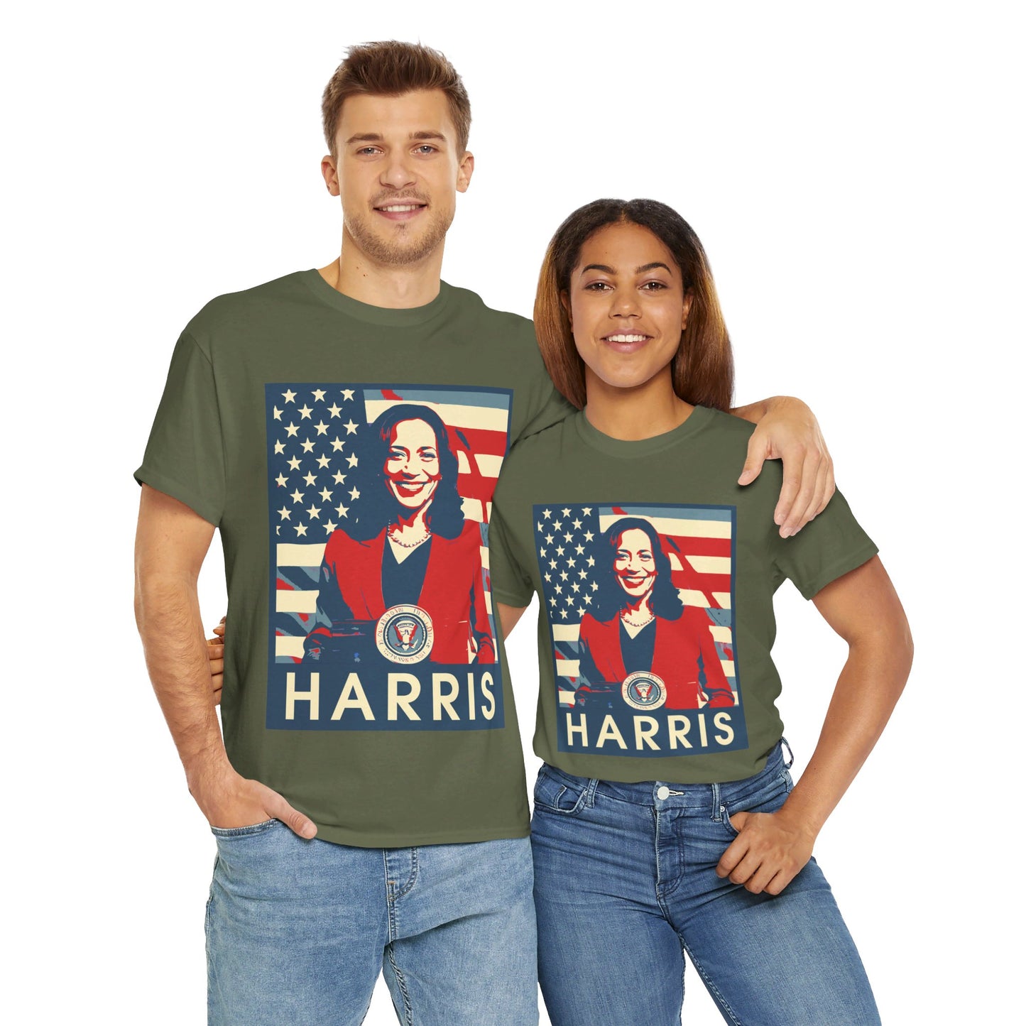 Kamala Harris American Flag Unisex Heavy Cotton Tee