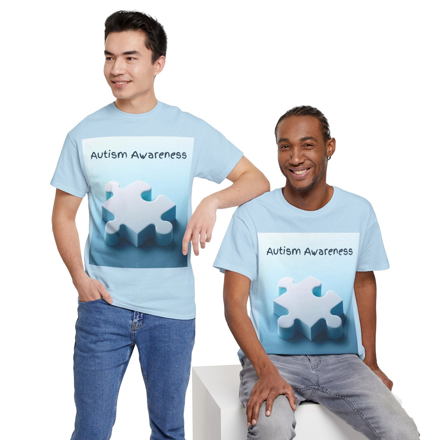 Autism Awareness Puzzle Piece Unisex Heavy Cotton Tee