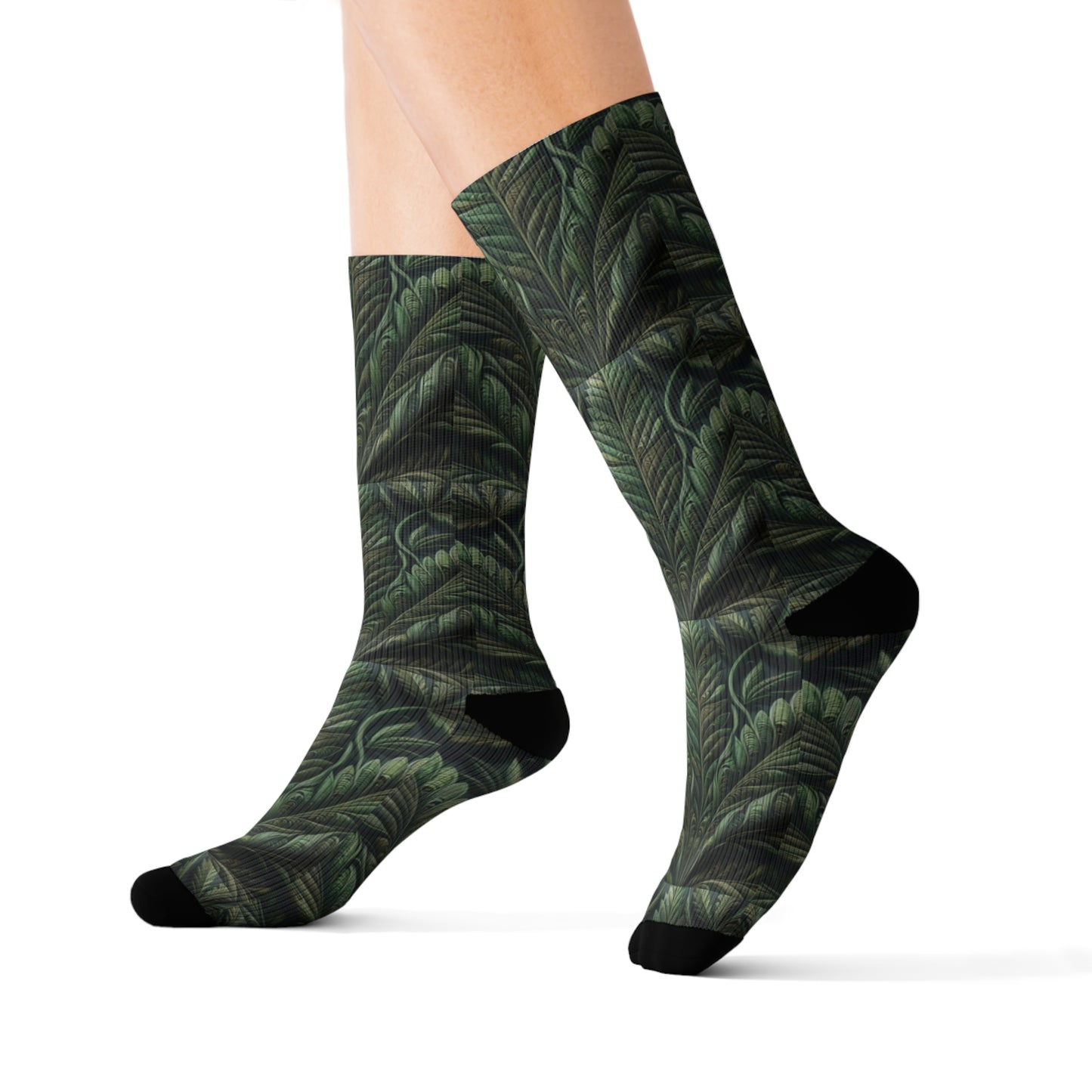 Green Leaf Sublimation Socks