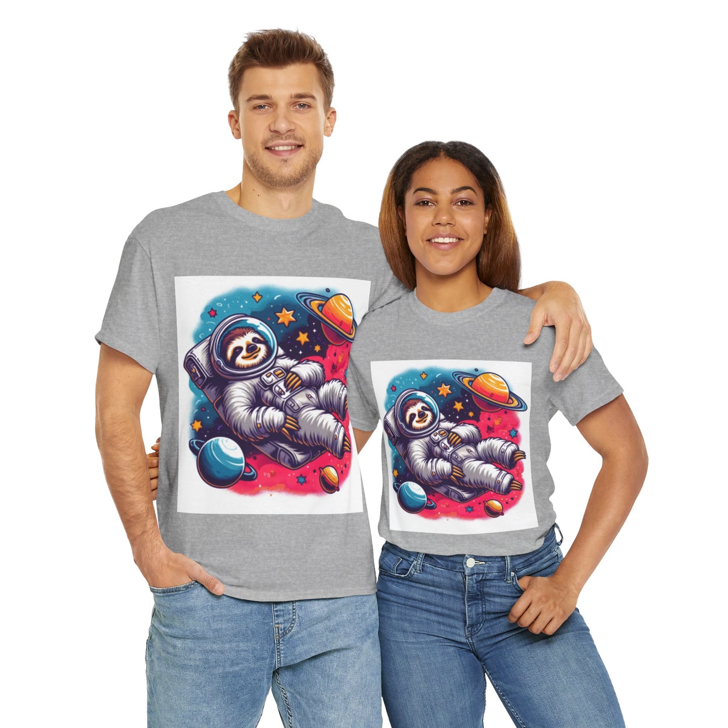 Sloth In Space Unisex Heavy Cotton Tee