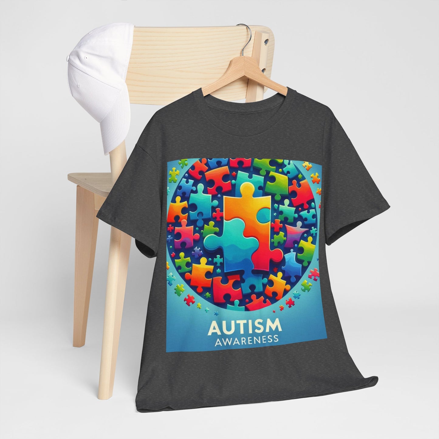 Puzzle Circle Autism Awareness Unisex Heavy Cotton Tee