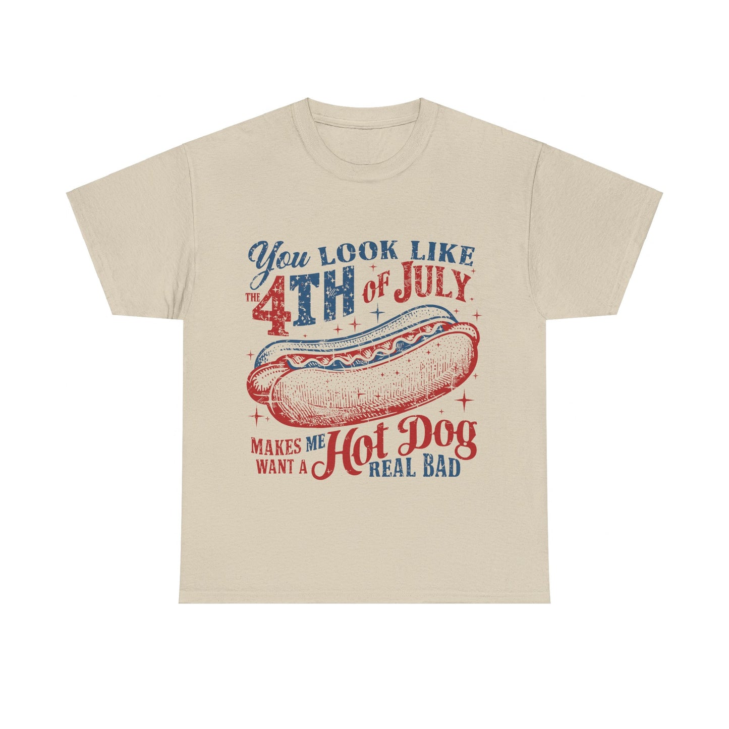 4th of July Hotdog Unisex Heavy Cotton Tee