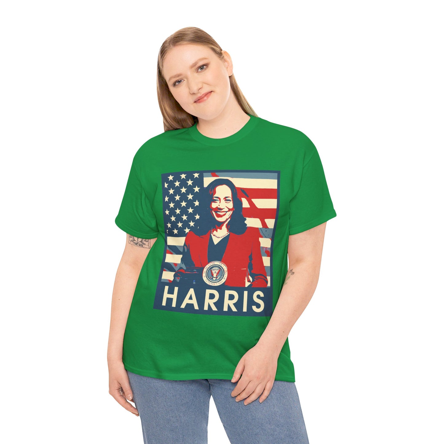 Kamala Harris American Flag Unisex Heavy Cotton Tee