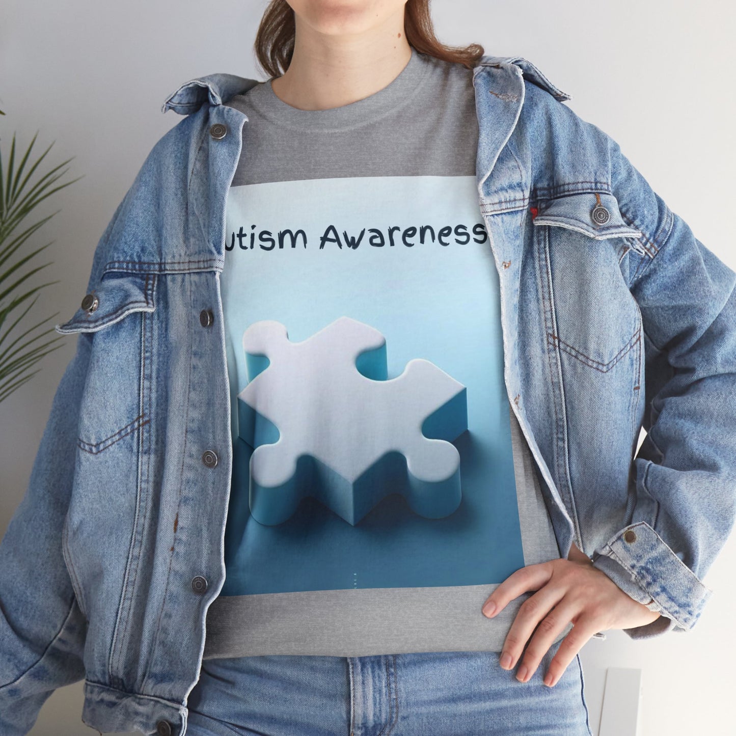 Autism Awareness Puzzle Piece Unisex Heavy Cotton Tee