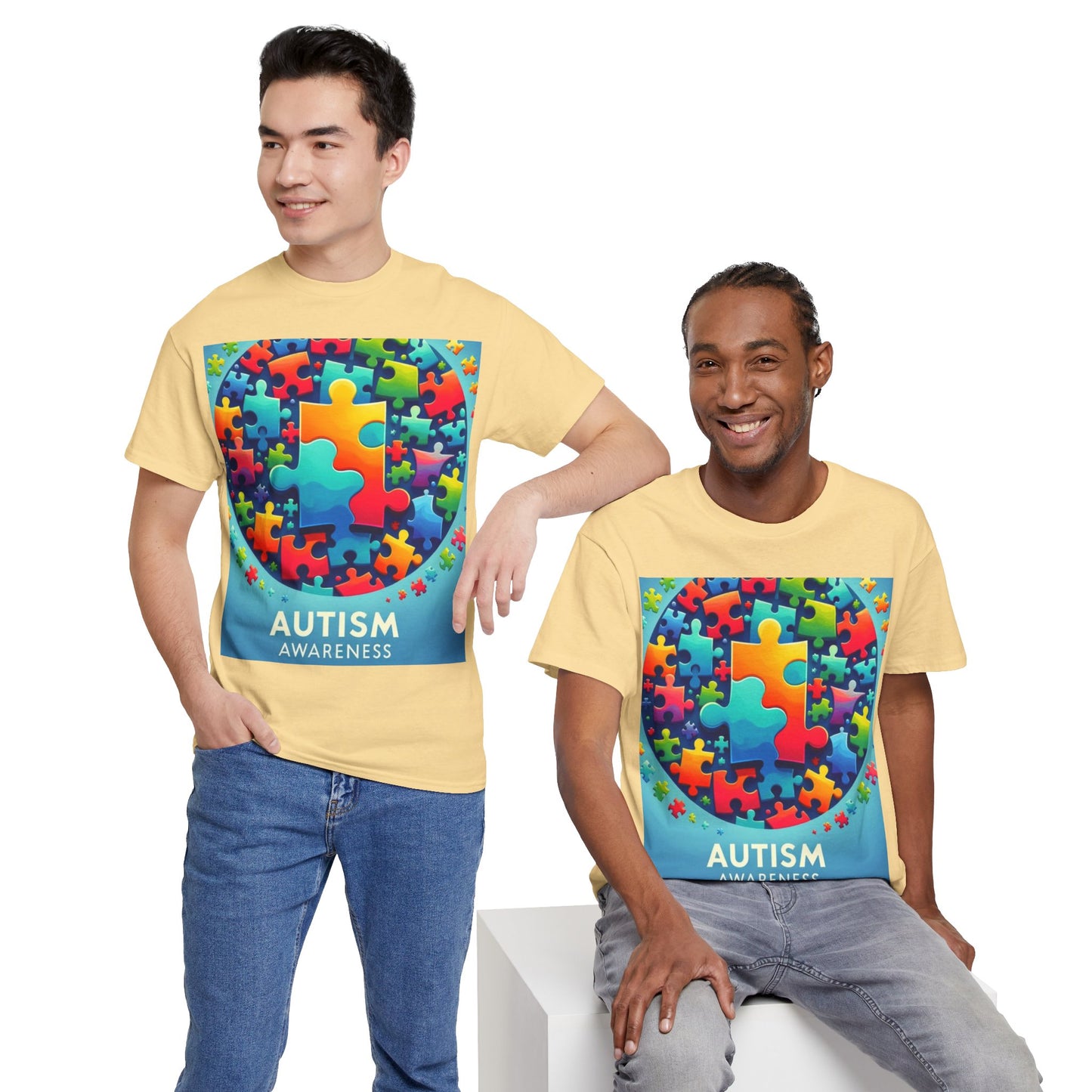 Puzzle Circle Autism Awareness Unisex Heavy Cotton Tee