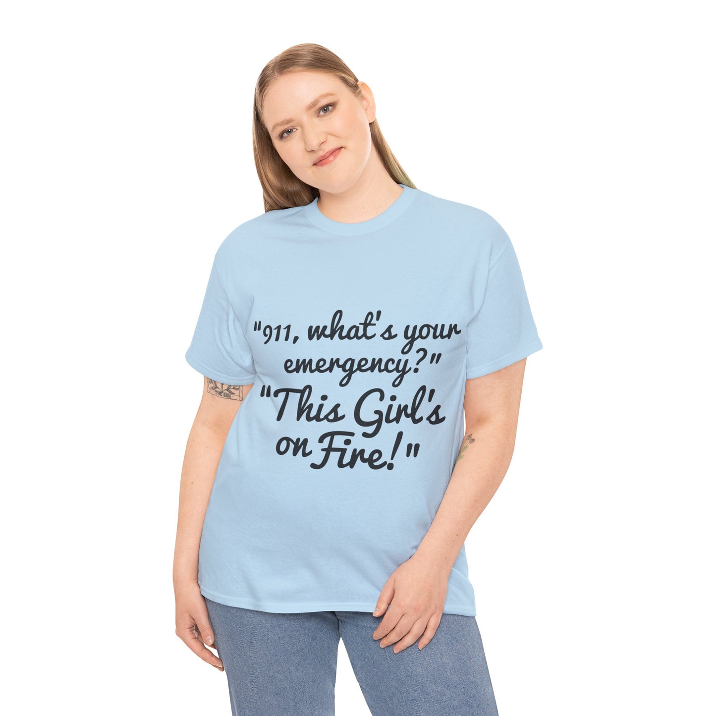 This Girl's On Fire Unisex Heavy Cotton Tee