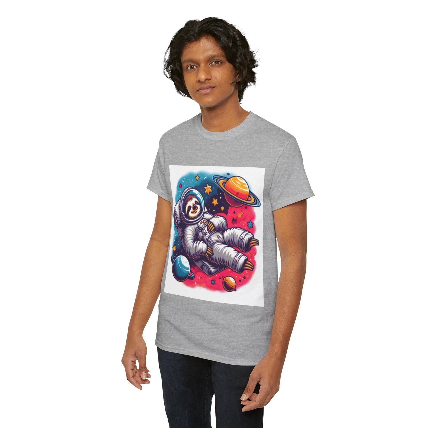 Sloth In Space Unisex Heavy Cotton Tee