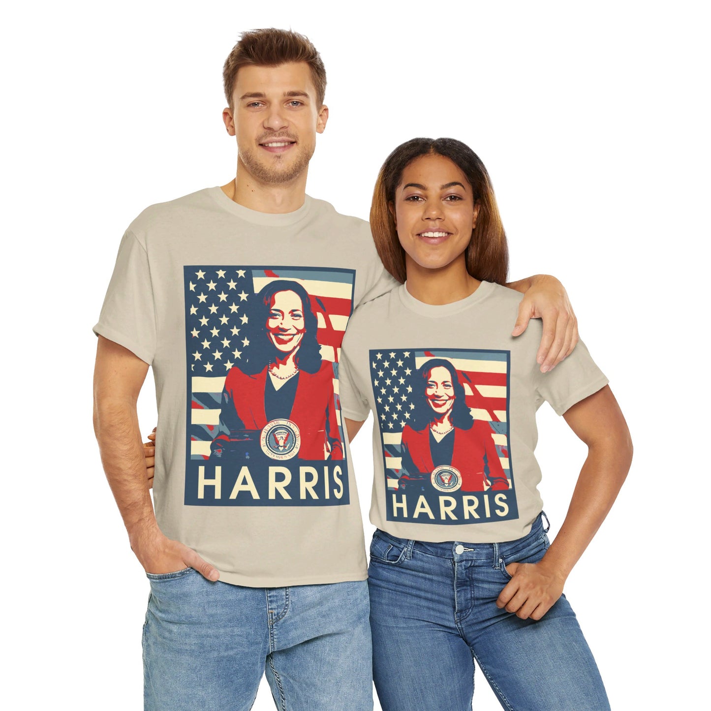 Kamala Harris American Flag Unisex Heavy Cotton Tee