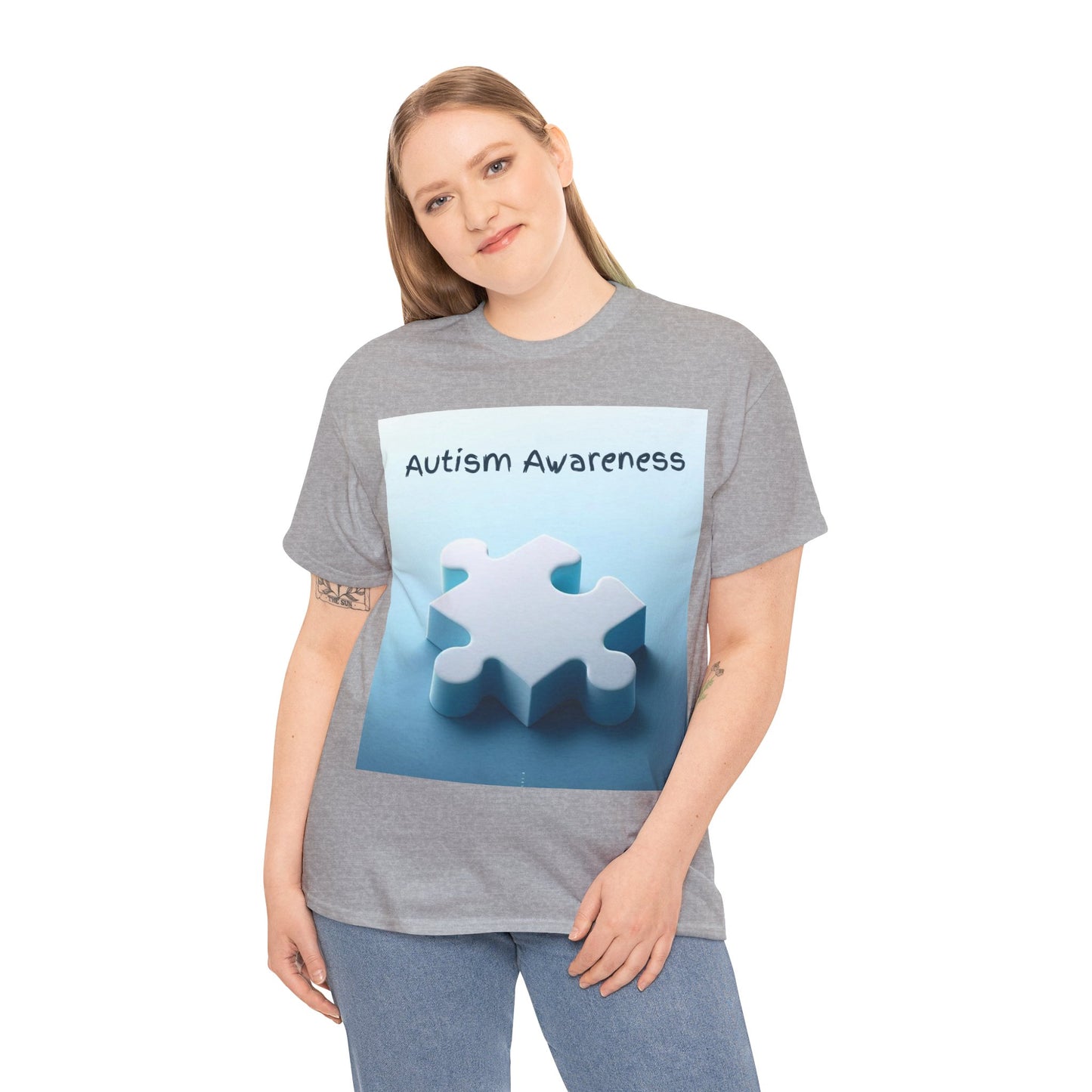 Autism Awareness Puzzle Piece Unisex Heavy Cotton Tee