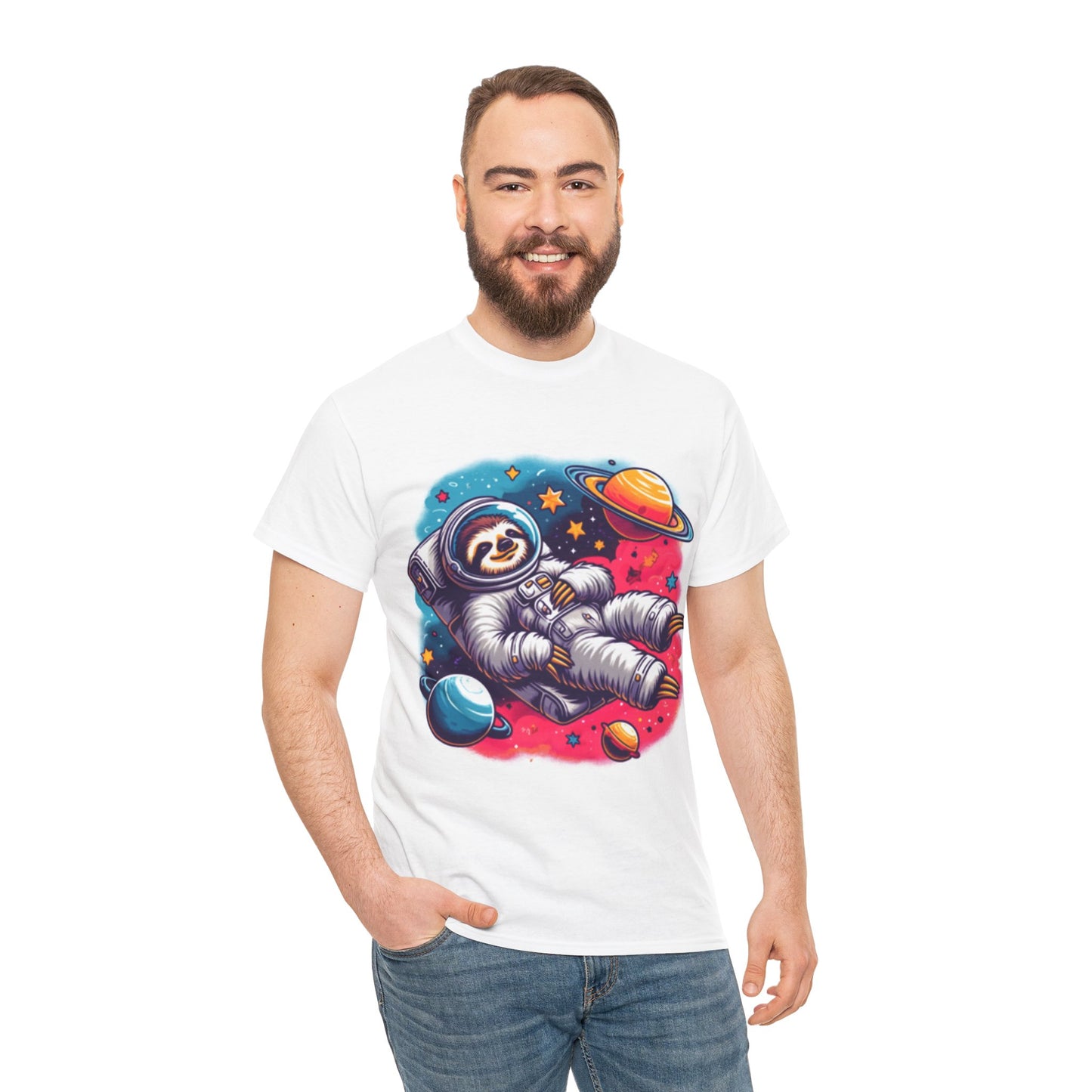 Sloth In Space Unisex Heavy Cotton Tee