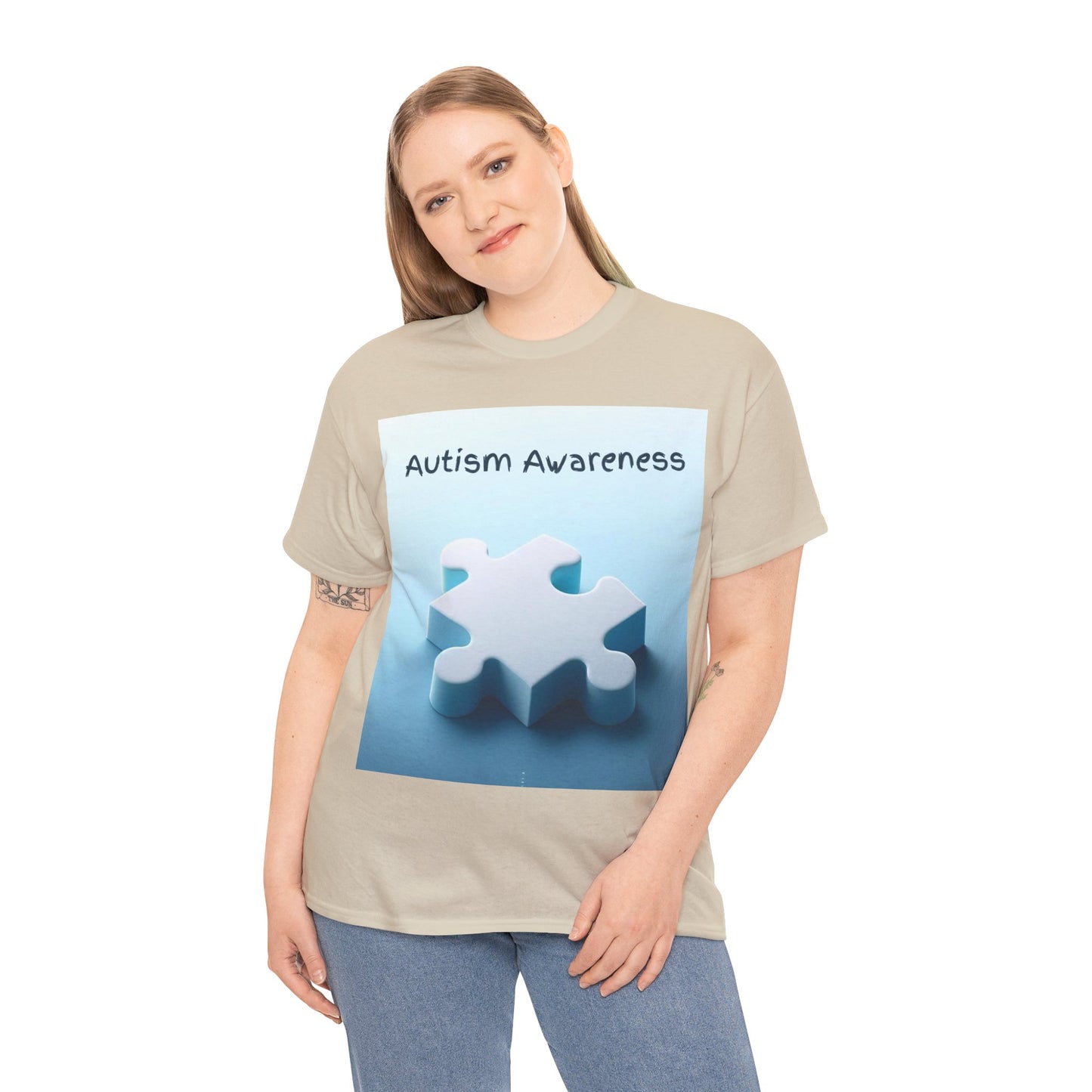 Autism Awareness Puzzle Piece Unisex Heavy Cotton Tee