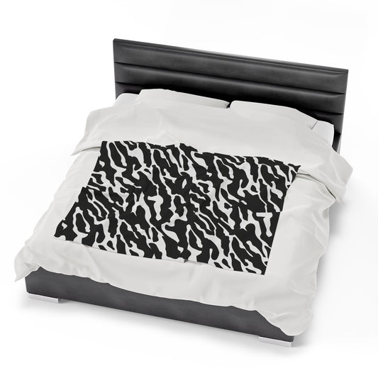 Black and White Animal Print Velveteen Plush Blanket, Ultra-Soft, Customizable, and Cozy for Home or Gifts