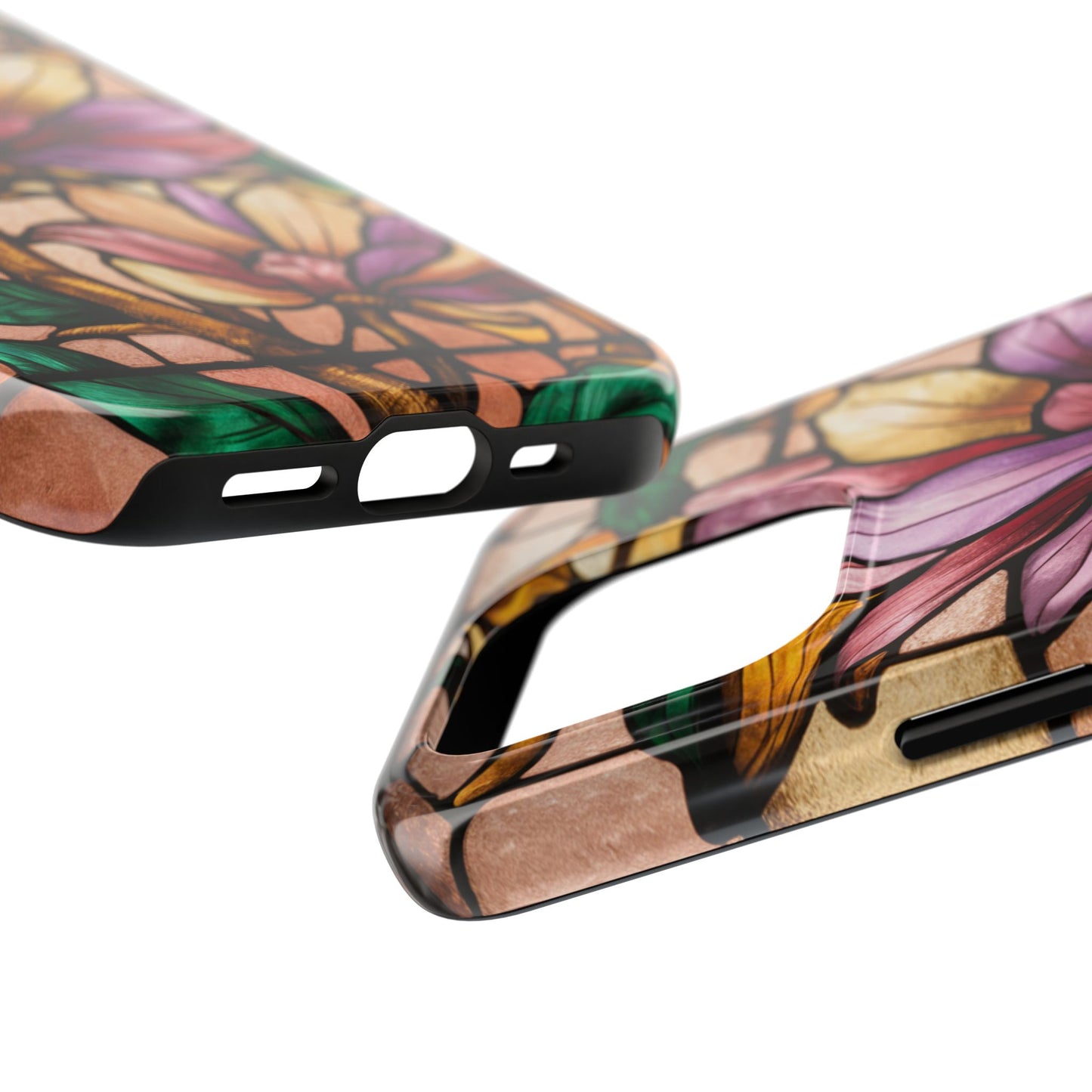 Stained Glass Floral Tough Phone Case - Stylish & Durable Protection