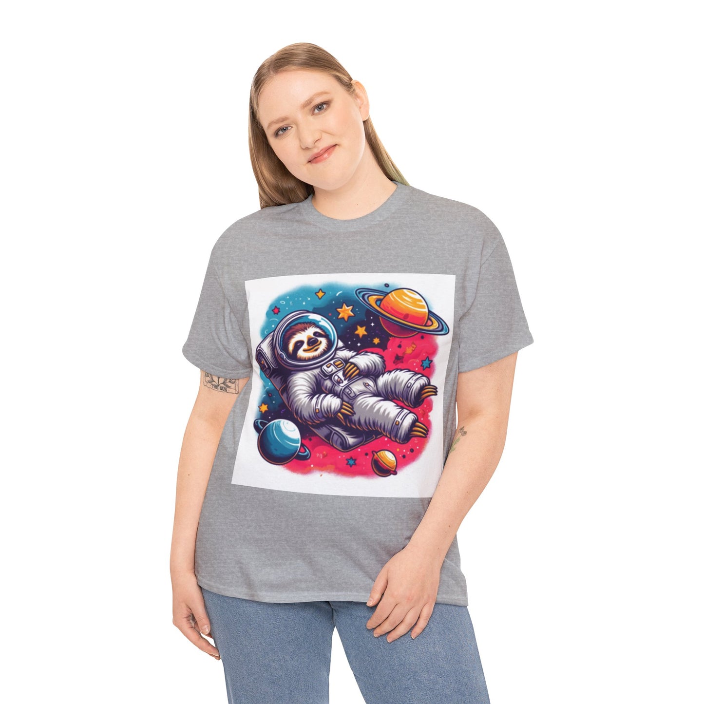 Sloth In Space Unisex Heavy Cotton Tee