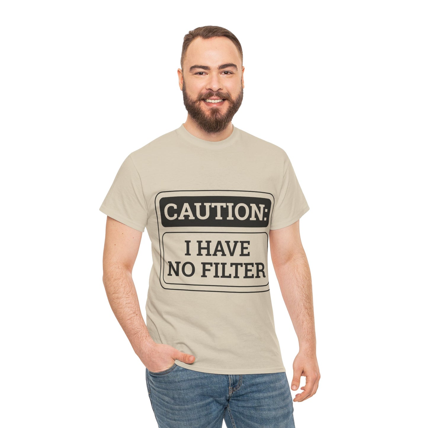 Caution I Have No Filter Unisex Heavy Cotton Tee