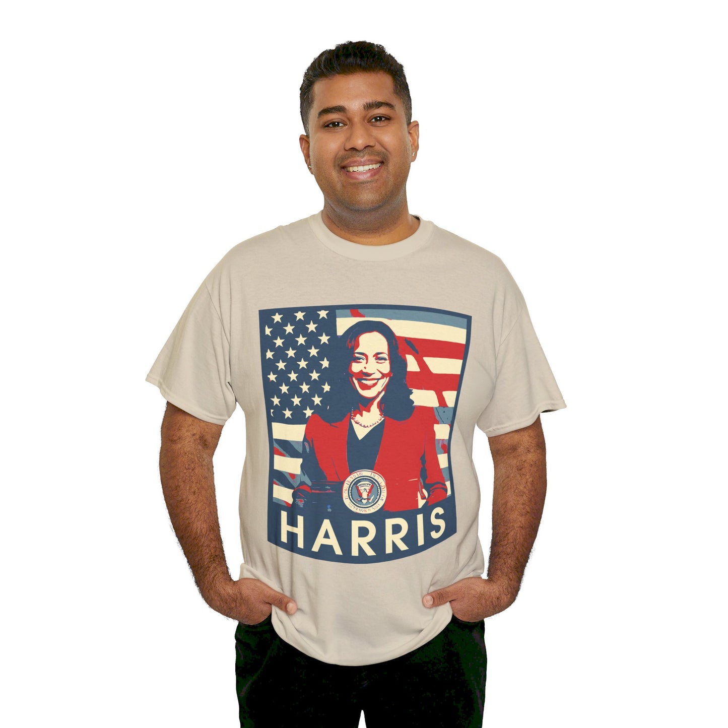 Kamala Harris American Flag Unisex Heavy Cotton Tee