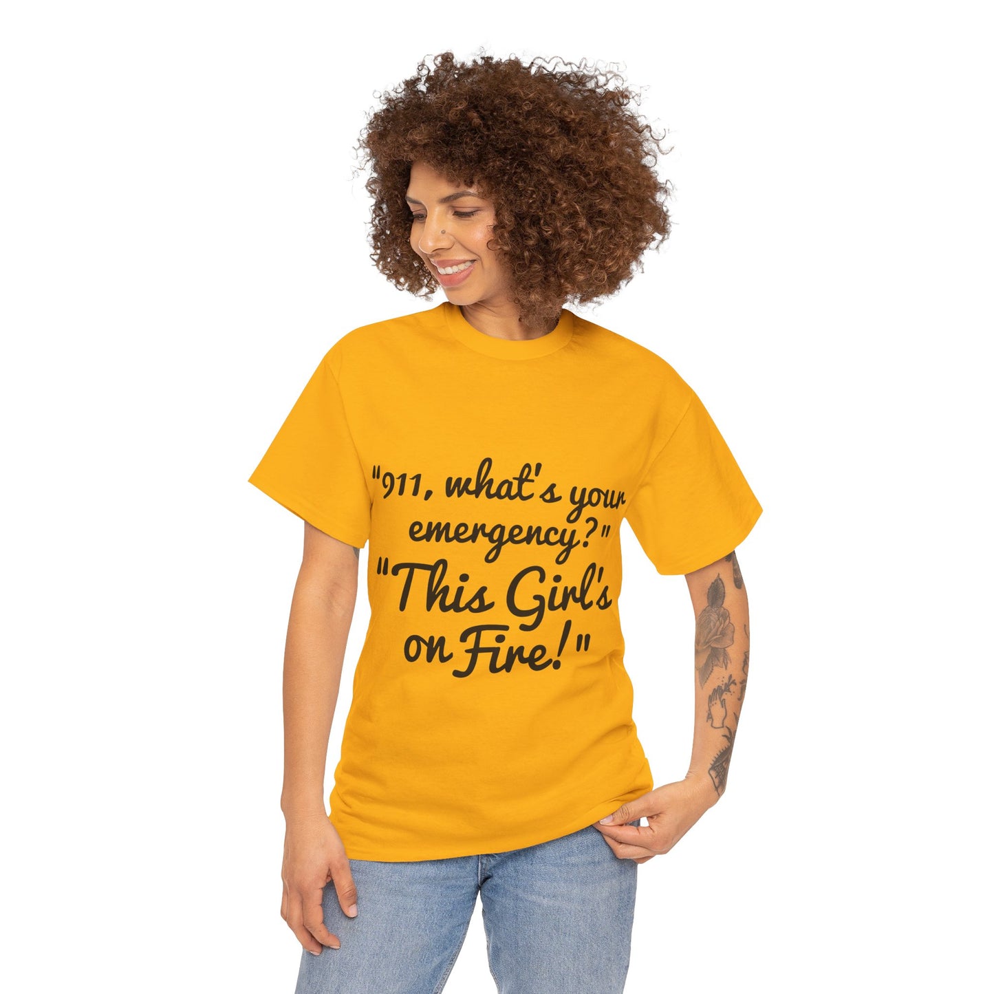 This Girl's On Fire Unisex Heavy Cotton Tee