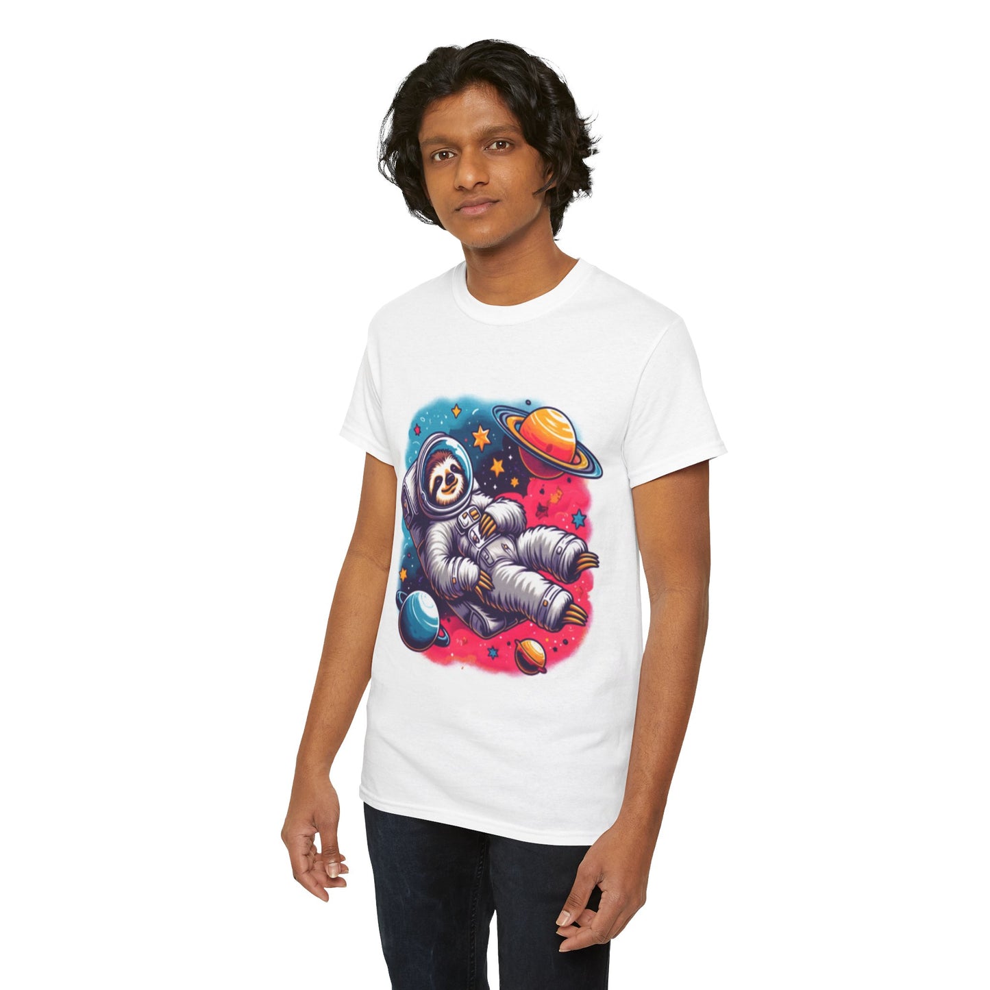 Sloth In Space Unisex Heavy Cotton Tee