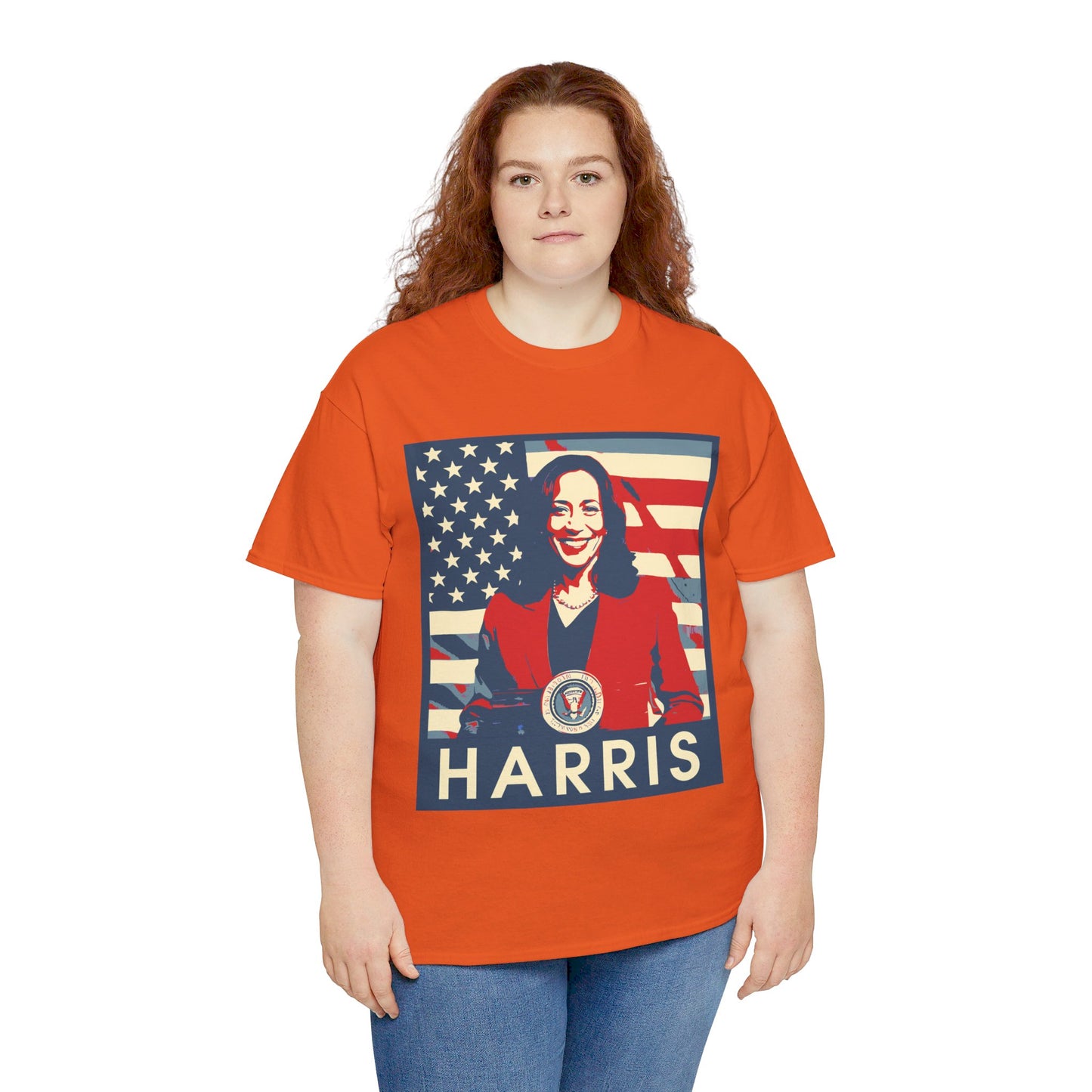 Kamala Harris American Flag Unisex Heavy Cotton Tee