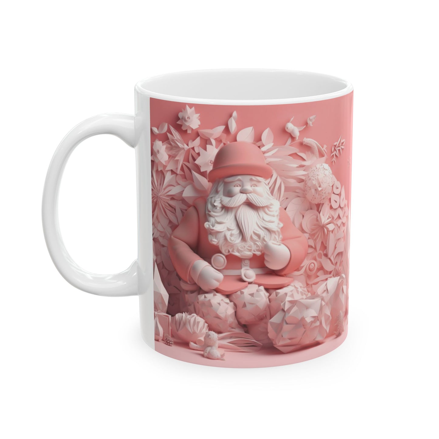 Pink Santa Ceramic Mug, (11oz, 15oz)