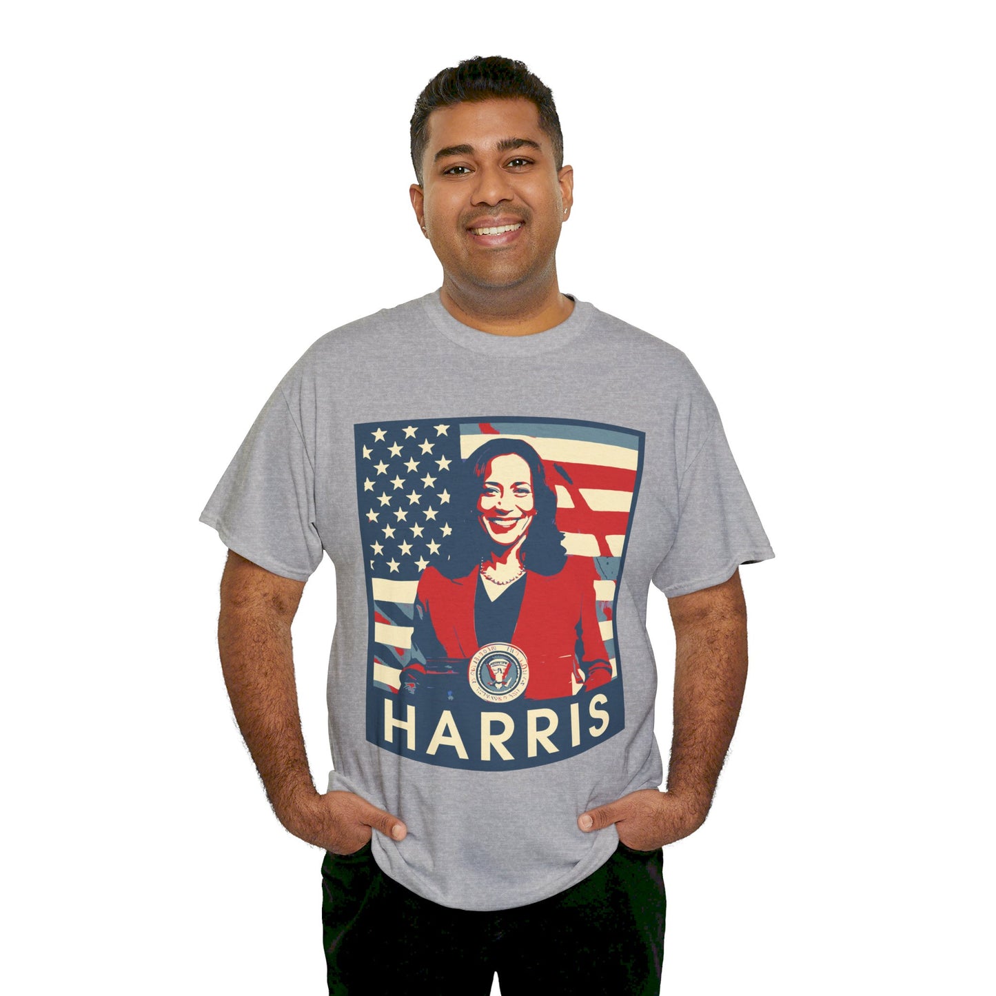 Kamala Harris American Flag Unisex Heavy Cotton Tee