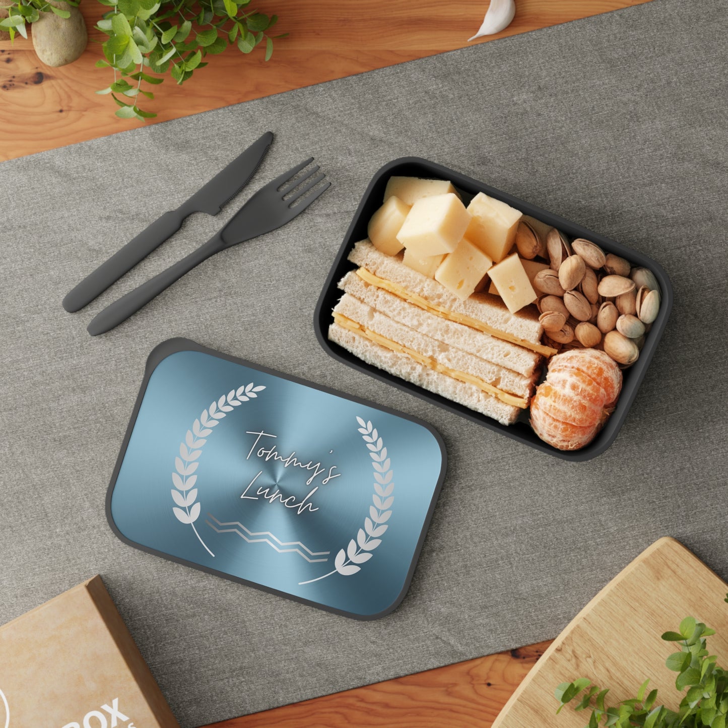 Customizable Male PLA Bento Box with Band and Utensils