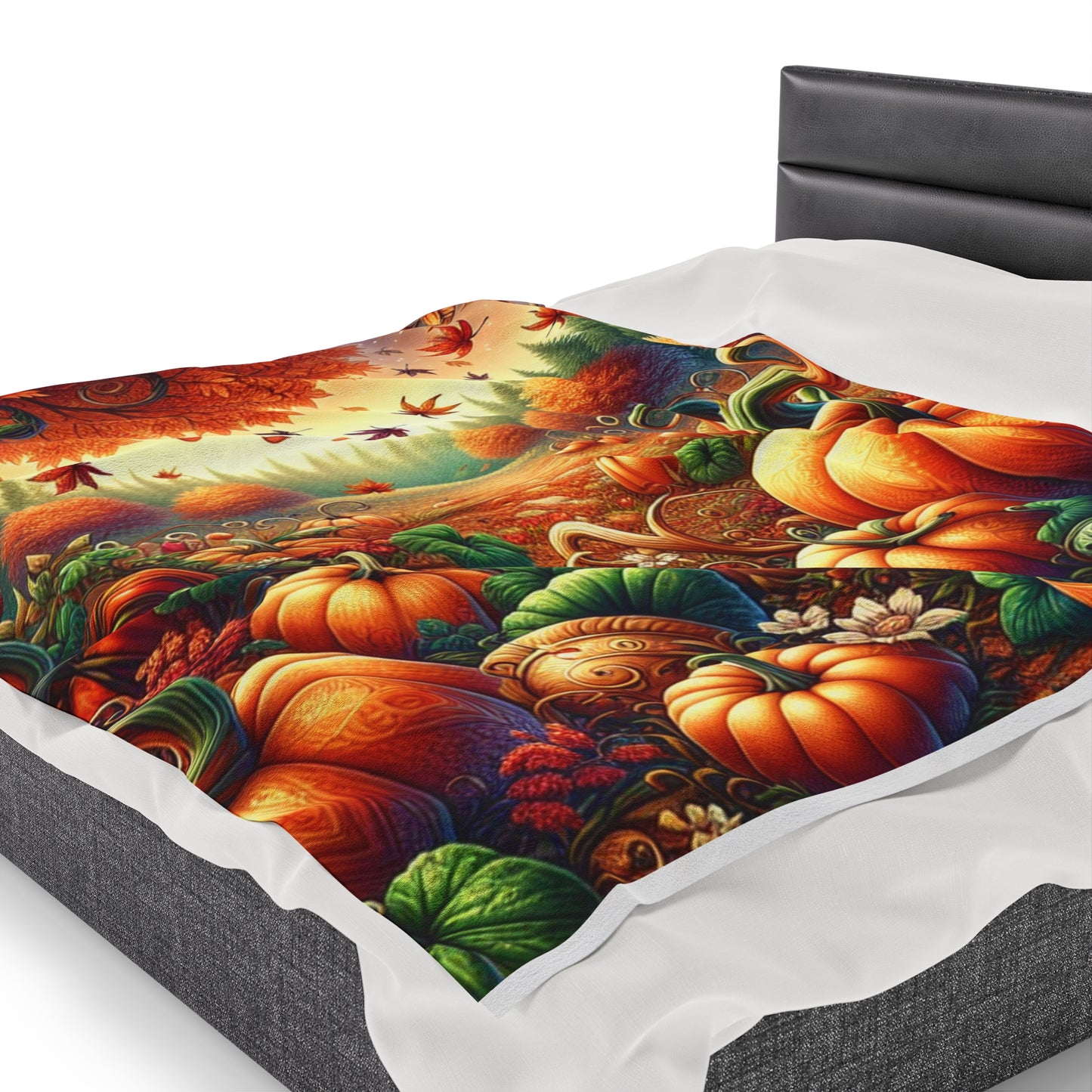 Autumn Scene Velveteen Plush Blanket, Ultra-Soft, Customizable, and Cozy for Home or Gifts