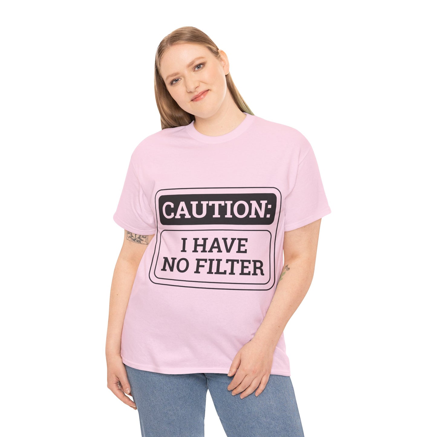 Caution I Have No Filter Unisex Heavy Cotton Tee