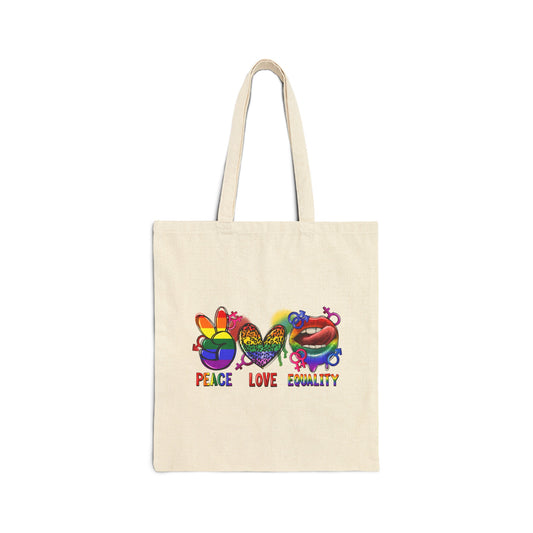 Peace Love Equality Cotton Canvas Tote Bag