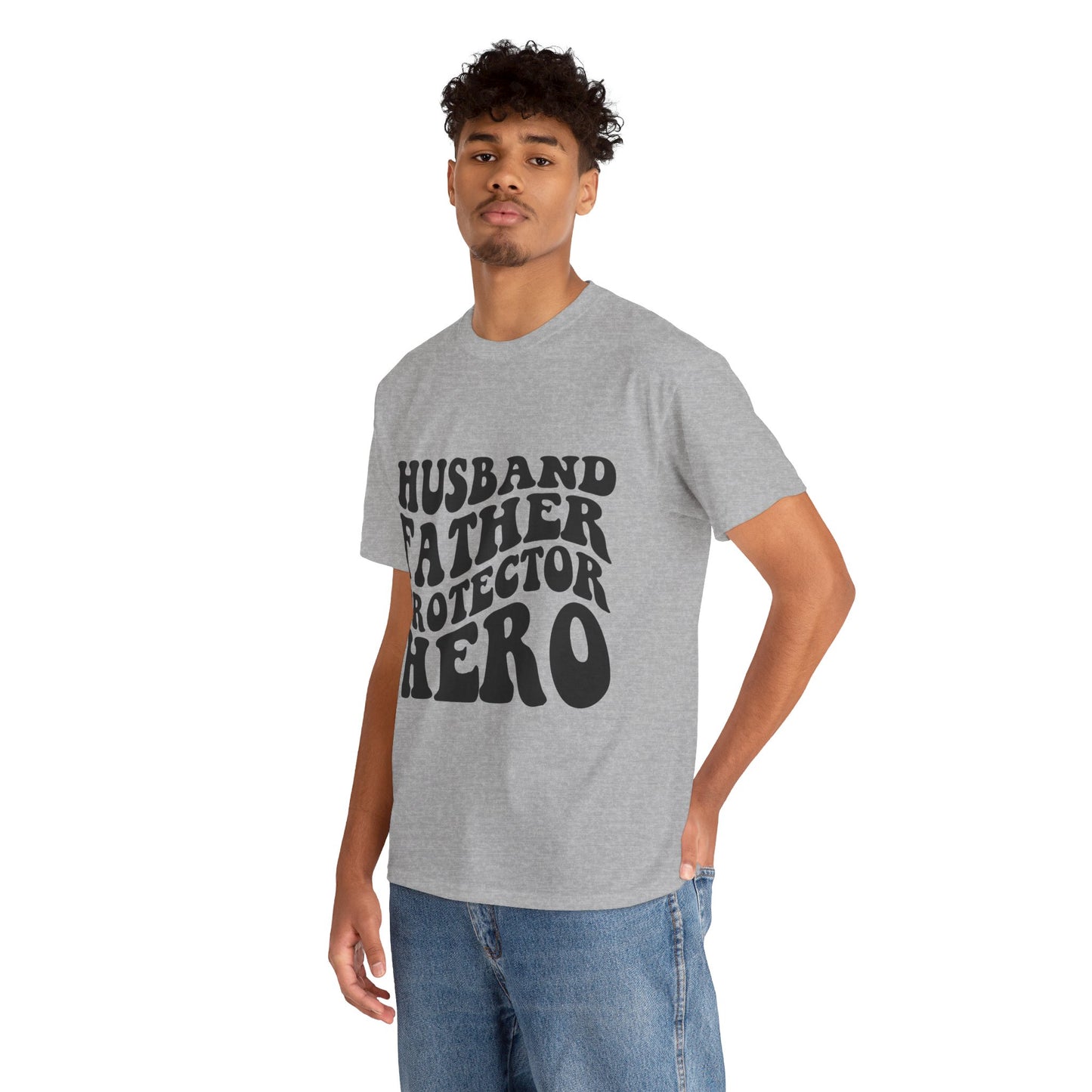 Husband Father Protector Hero Unisex Heavy Cotton Tee