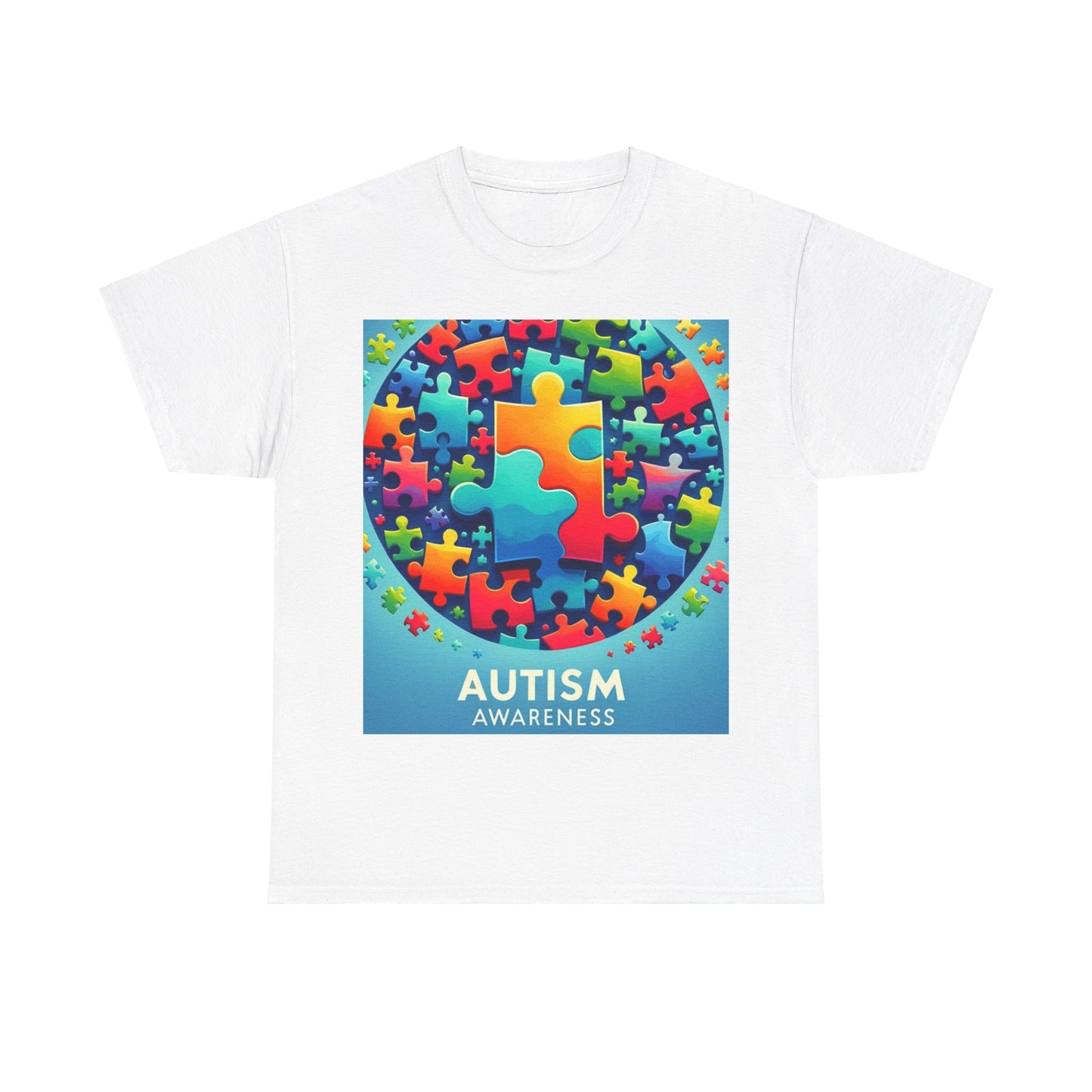 Puzzle Circle Autism Awareness Unisex Heavy Cotton Tee