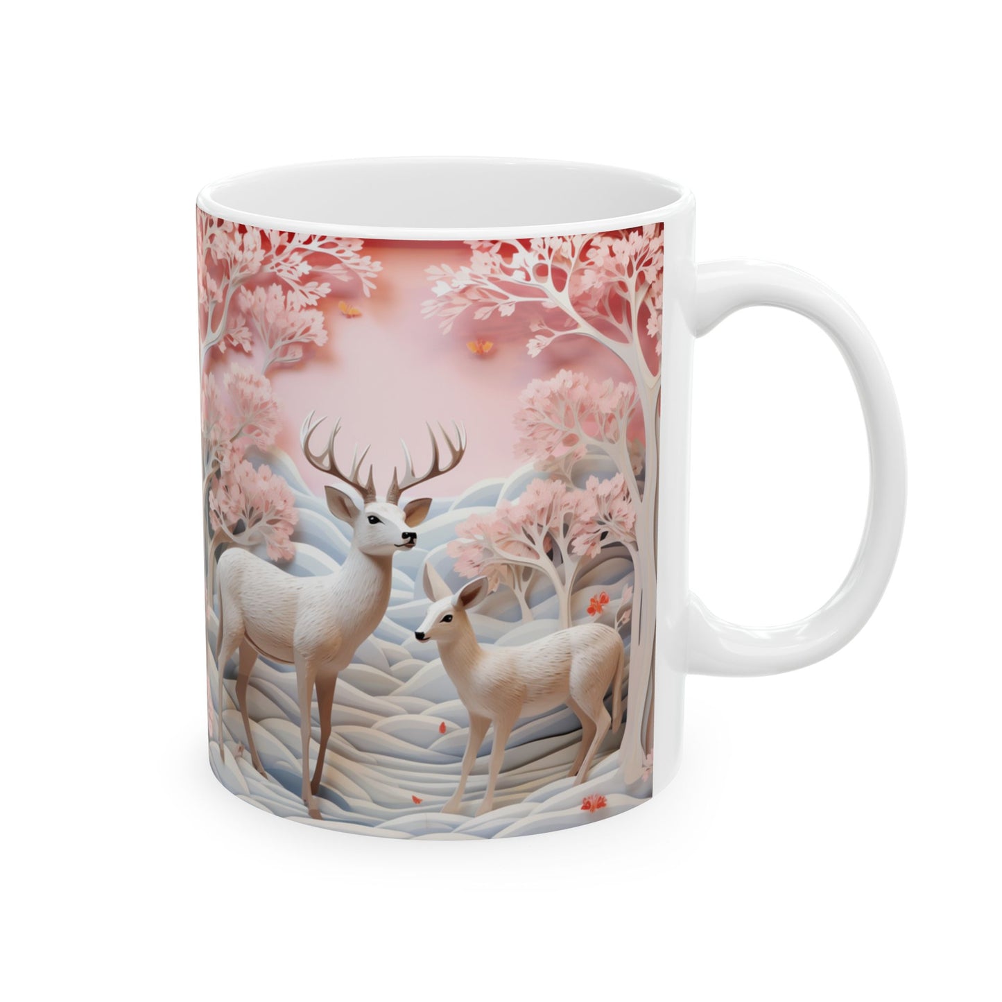 Coquette Deer Ceramic Mug, (11oz, 15oz)