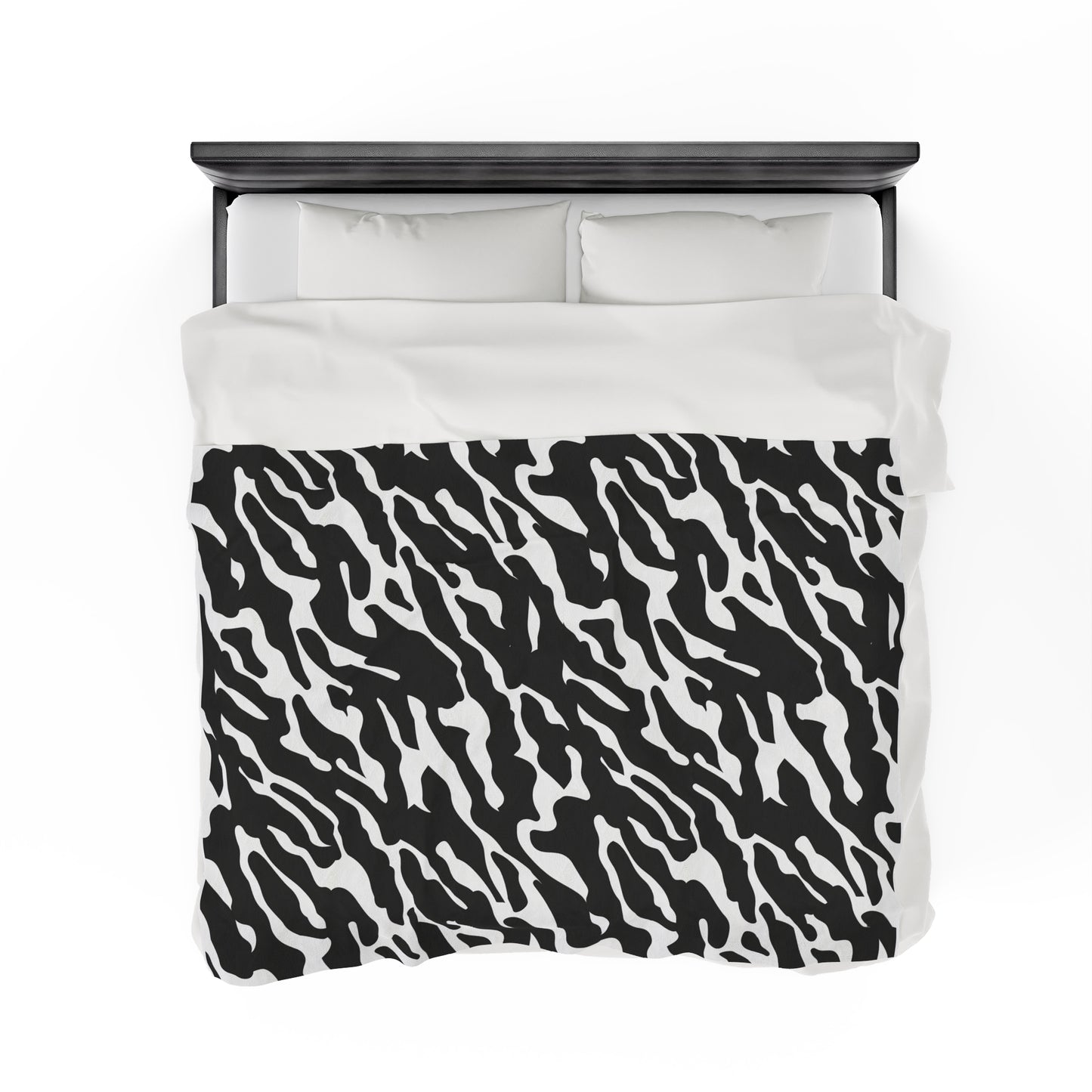 Black and White Animal Print Velveteen Plush Blanket, Ultra-Soft, Customizable, and Cozy for Home or Gifts