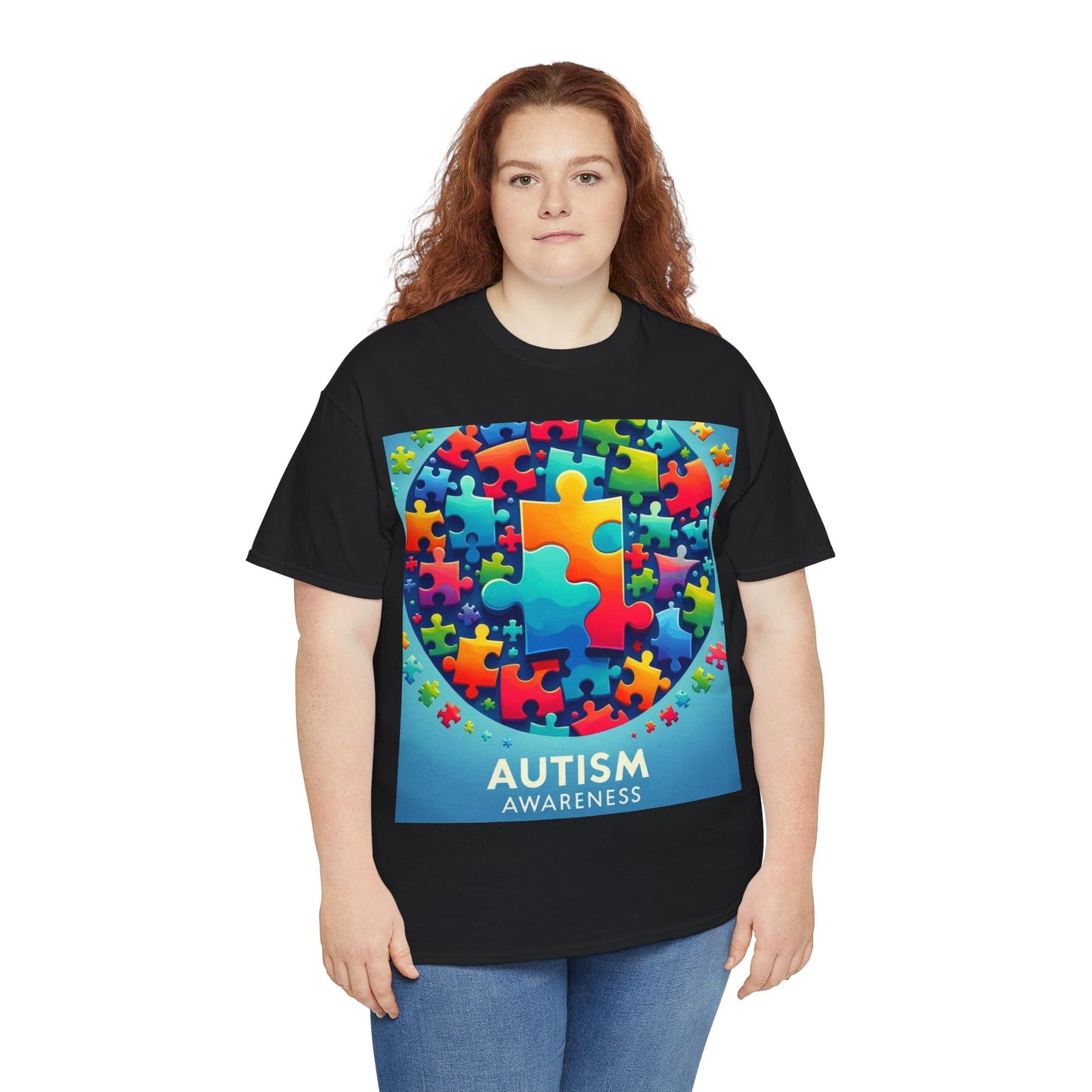 Puzzle Circle Autism Awareness Unisex Heavy Cotton Tee