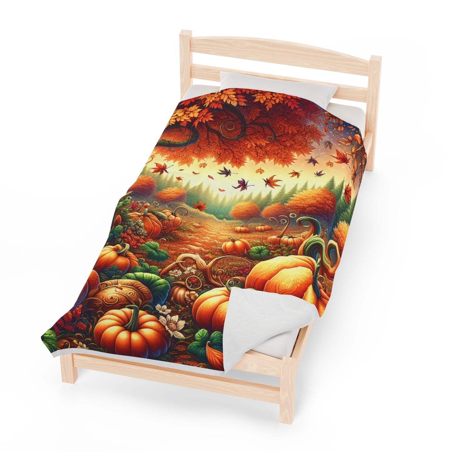 Autumn Scene Velveteen Plush Blanket, Ultra-Soft, Customizable, and Cozy for Home or Gifts