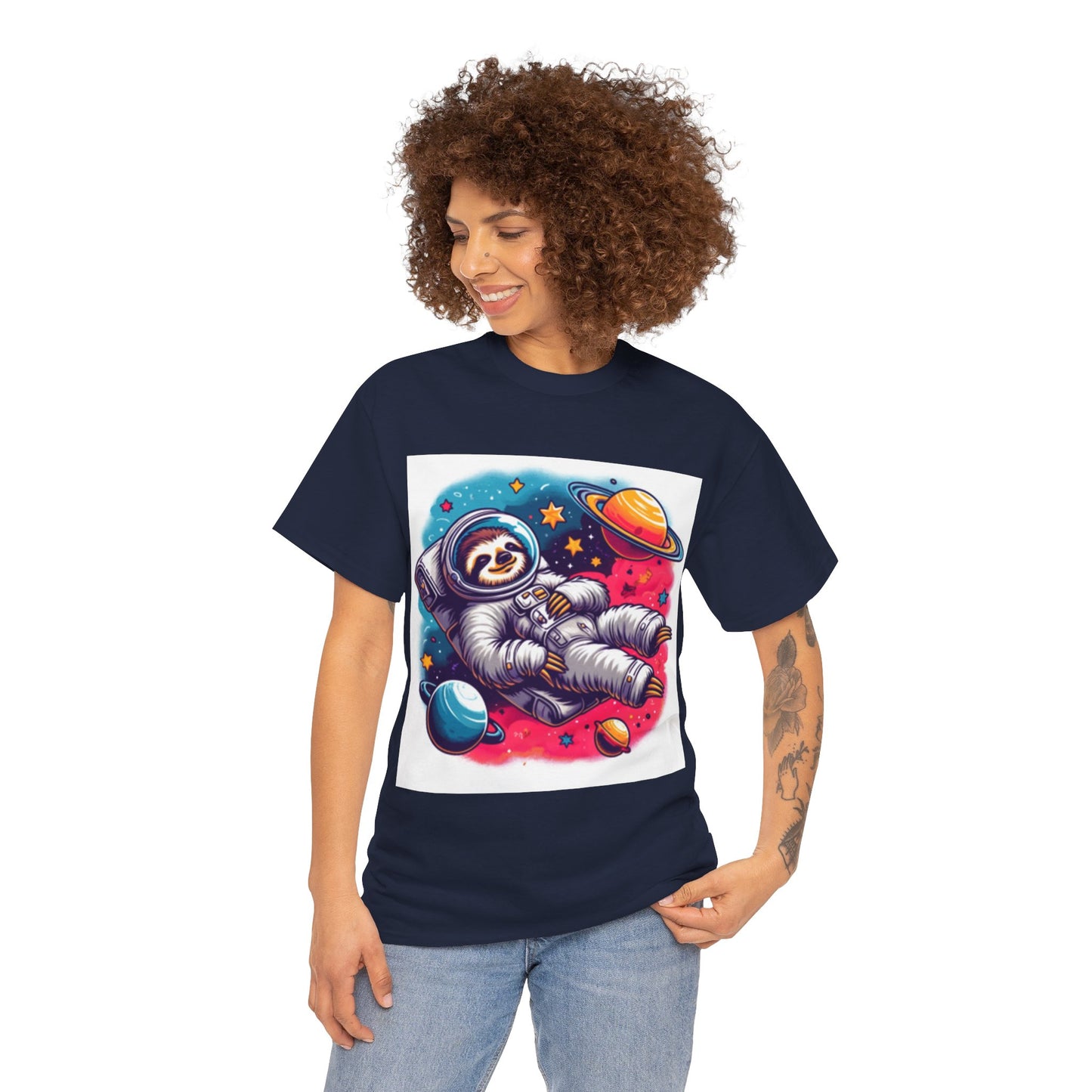 Sloth In Space Unisex Heavy Cotton Tee