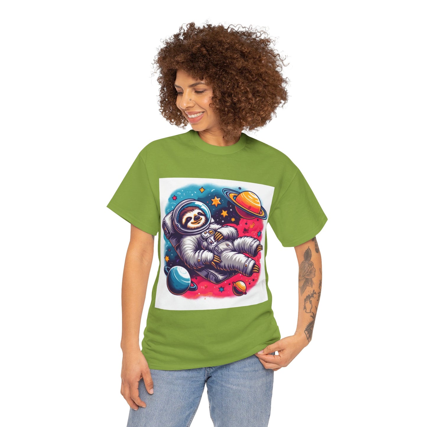 Sloth In Space Unisex Heavy Cotton Tee