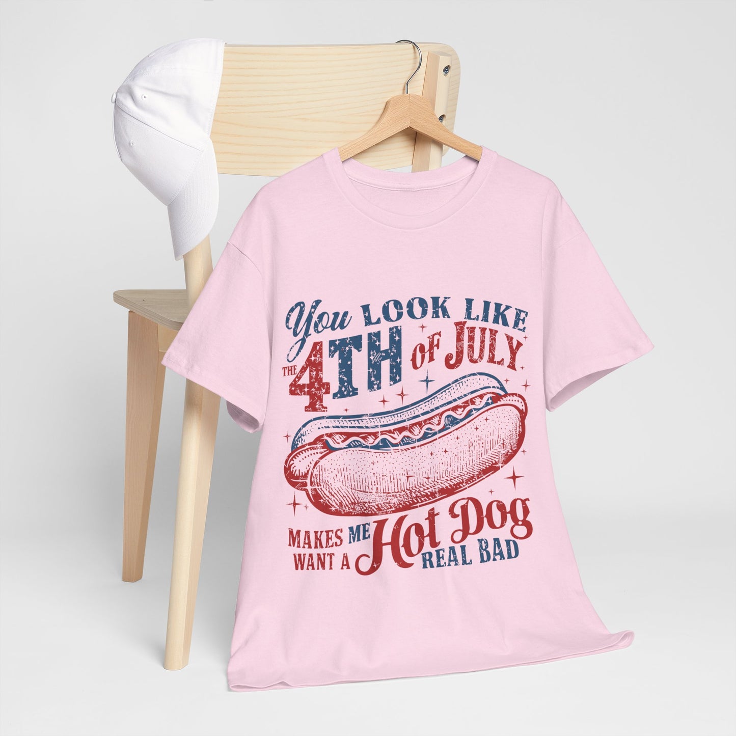 4th of July Hotdog Unisex Heavy Cotton Tee