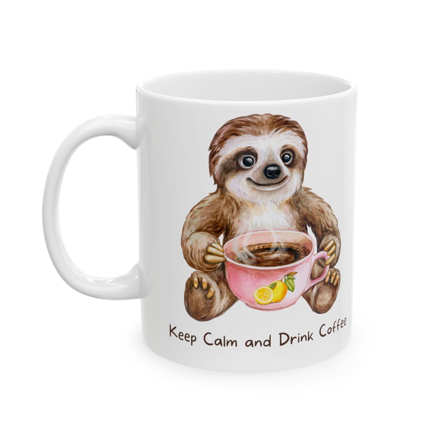 Drink Coffee Sloth Ceramic Mug, (11oz, 15oz)