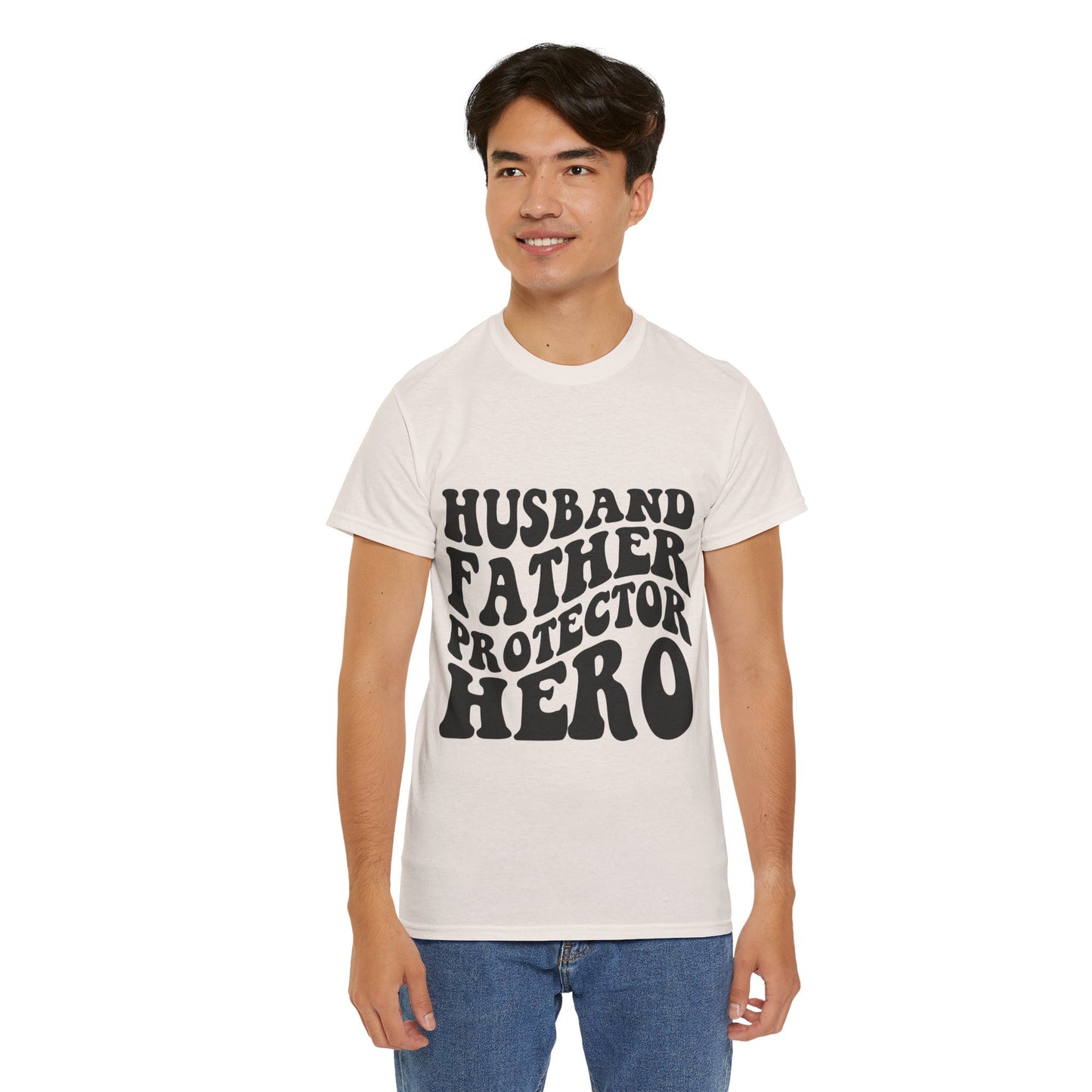 Husband Father Protector Hero Unisex Heavy Cotton Tee