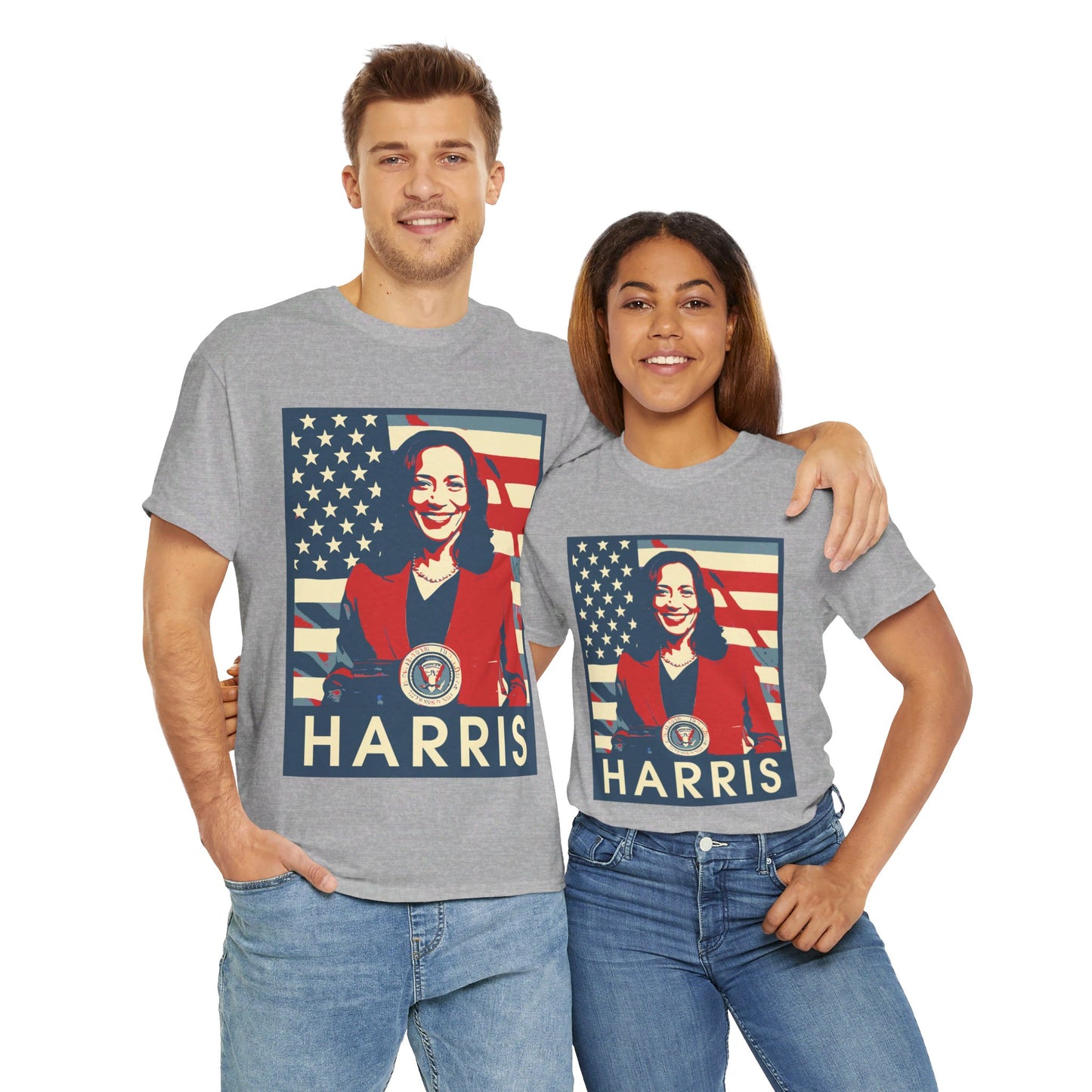 Kamala Harris American Flag Unisex Heavy Cotton Tee