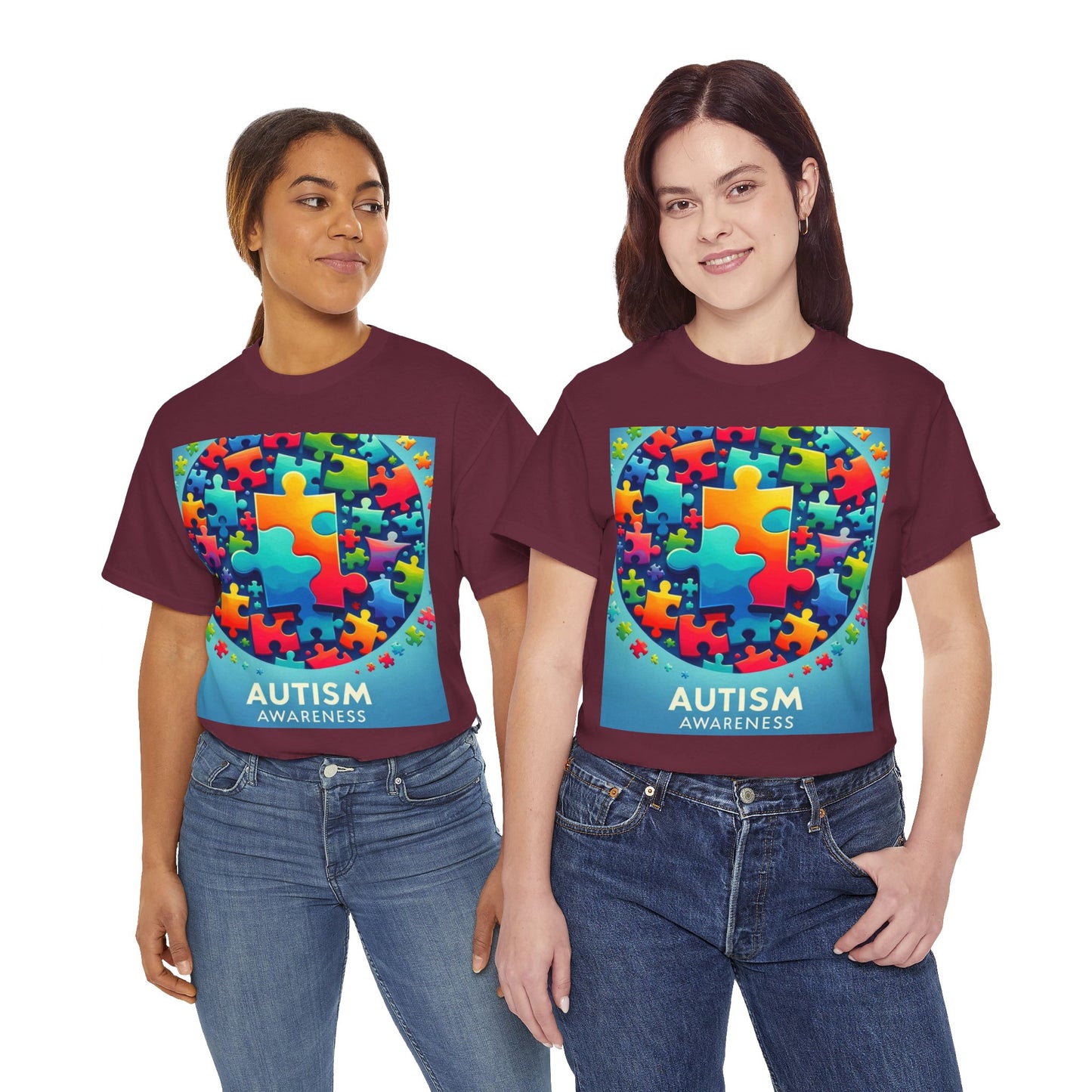 Puzzle Circle Autism Awareness Unisex Heavy Cotton Tee