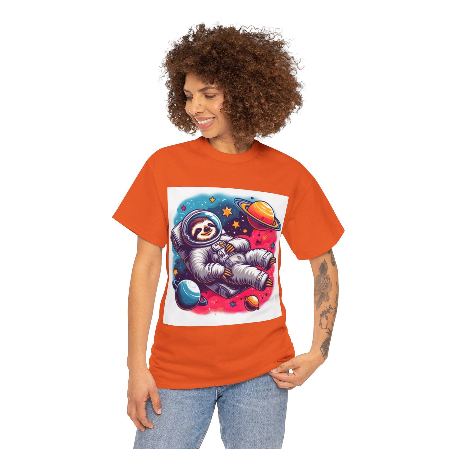 Sloth In Space Unisex Heavy Cotton Tee