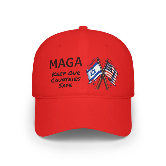 MAGA US Israel Flags Keep Our Countries Safe Low Profile Baseball Cap