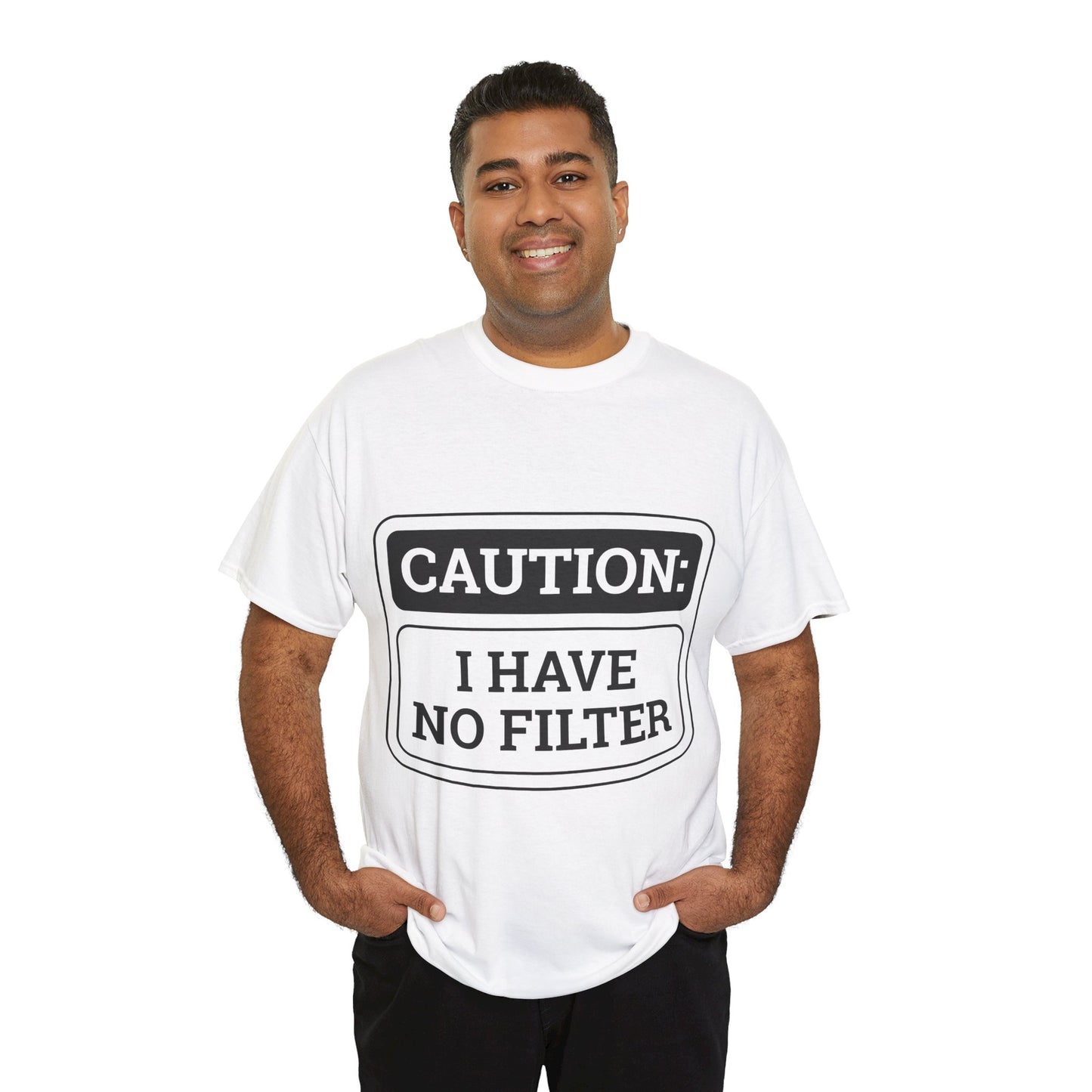 Caution I Have No Filter Unisex Heavy Cotton Tee