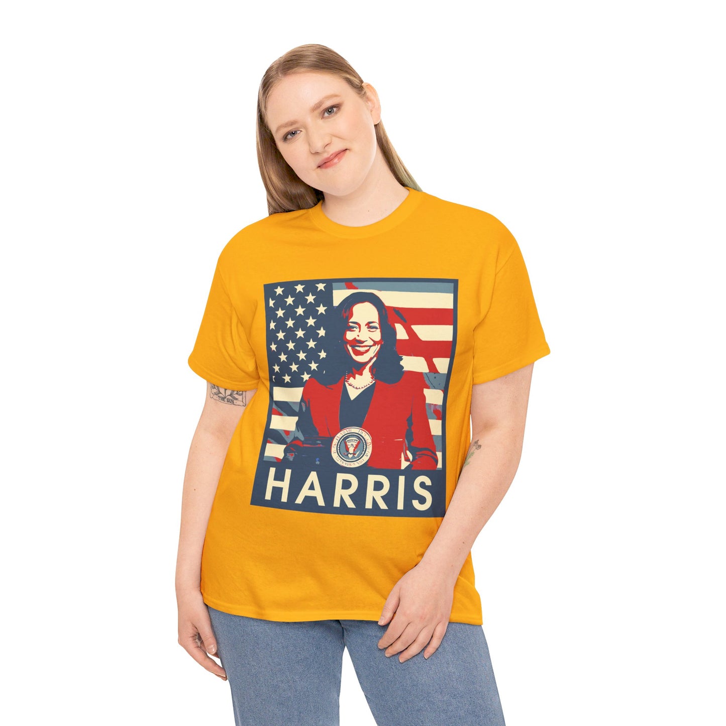 Kamala Harris American Flag Unisex Heavy Cotton Tee