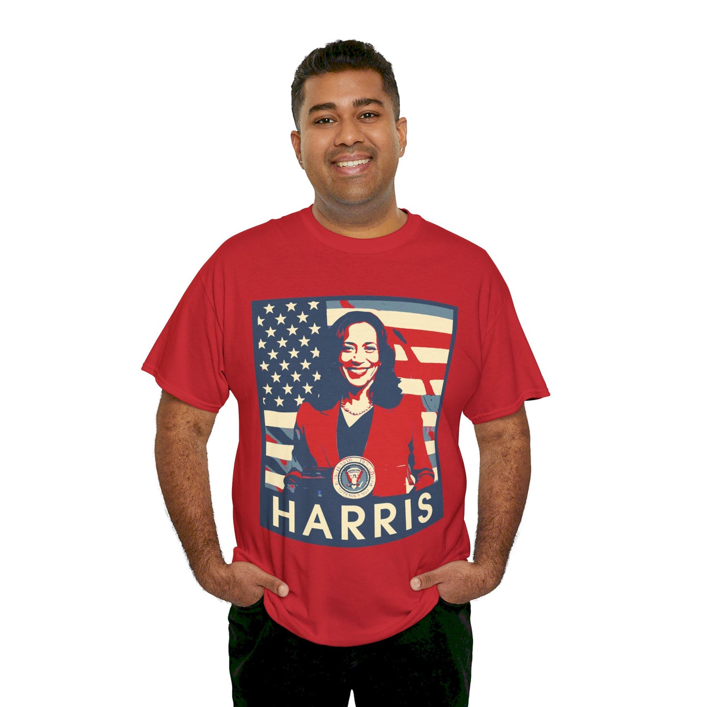 Kamala Harris American Flag Unisex Heavy Cotton Tee